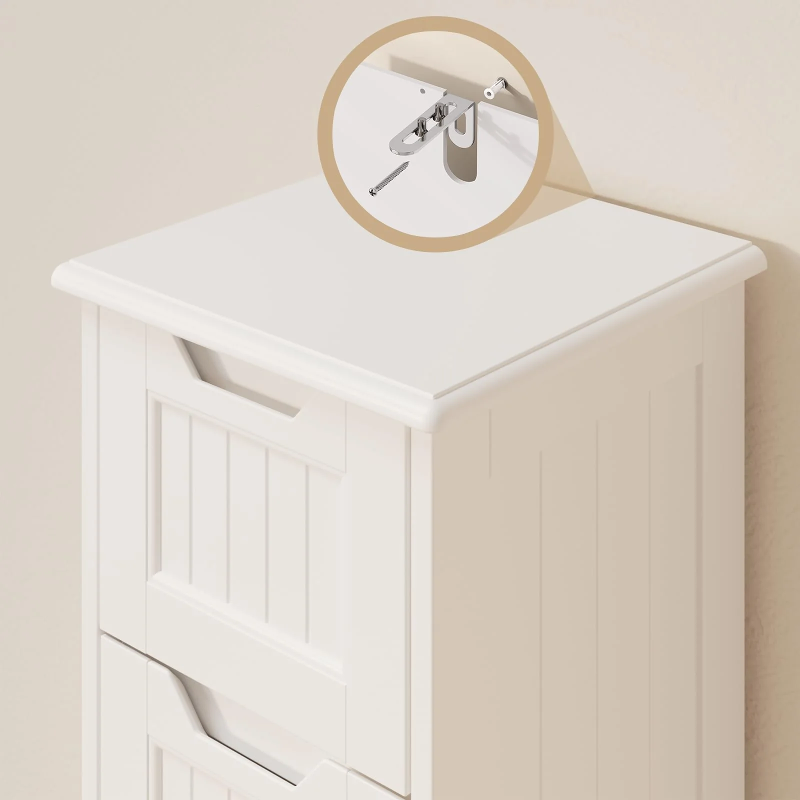 Bealife Badschrank Schubladenkommode Beistellschrank mit 4 Schubladen Geeignet für Badezimmer Schlafzimmer Küche Flur Weiß - Image 4