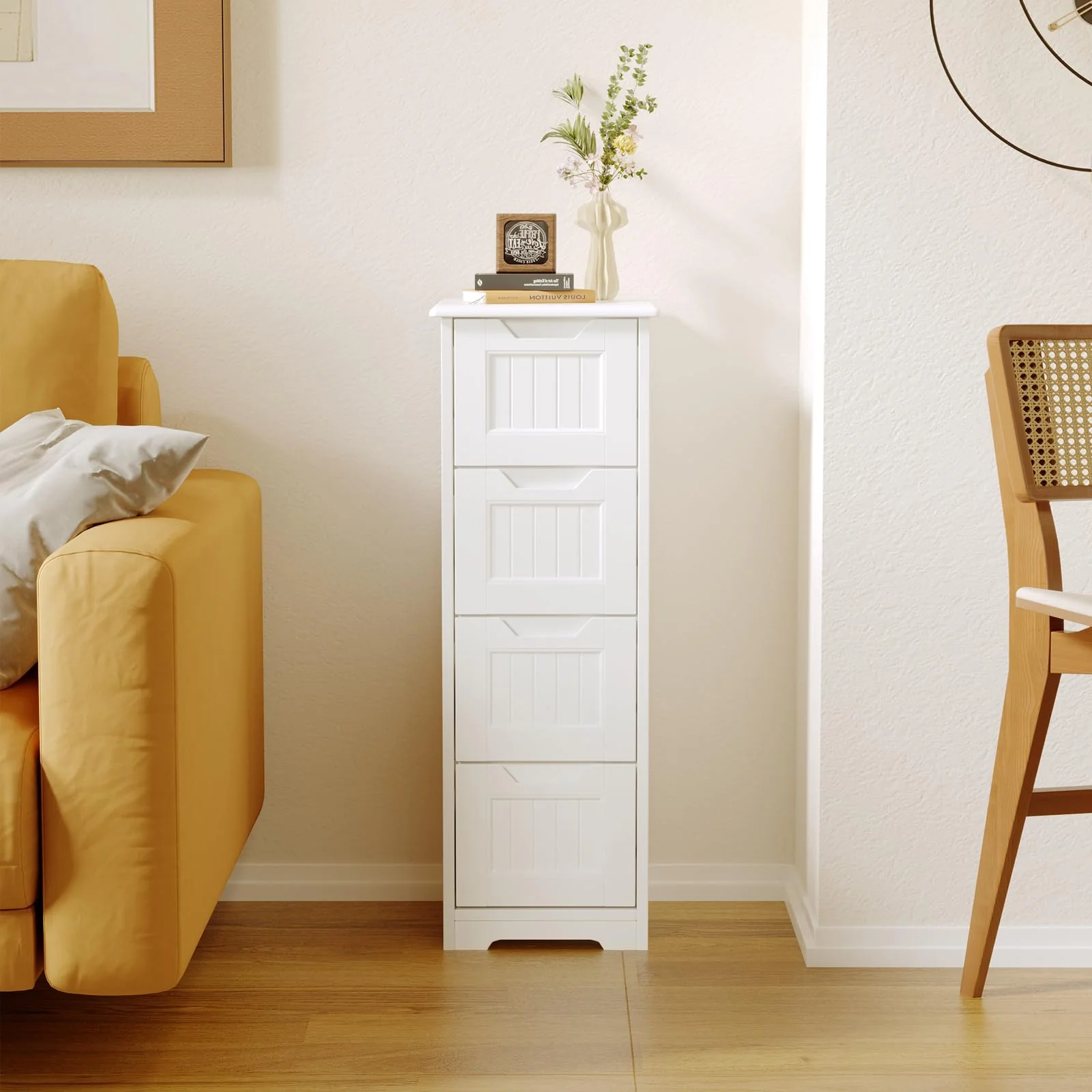 Bealife Badschrank Schubladenkommode Beistellschrank mit 4 Schubladen Geeignet für Badezimmer Schlafzimmer Küche Flur Weiß - Image 5