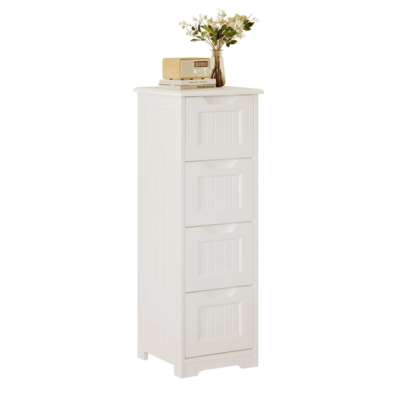 Bealife Badschrank Schubladenkommode Beistellschrank mit 4 Schubladen Geeignet für Badezimmer Schlafzimmer Küche Flur Weiß - Image 6