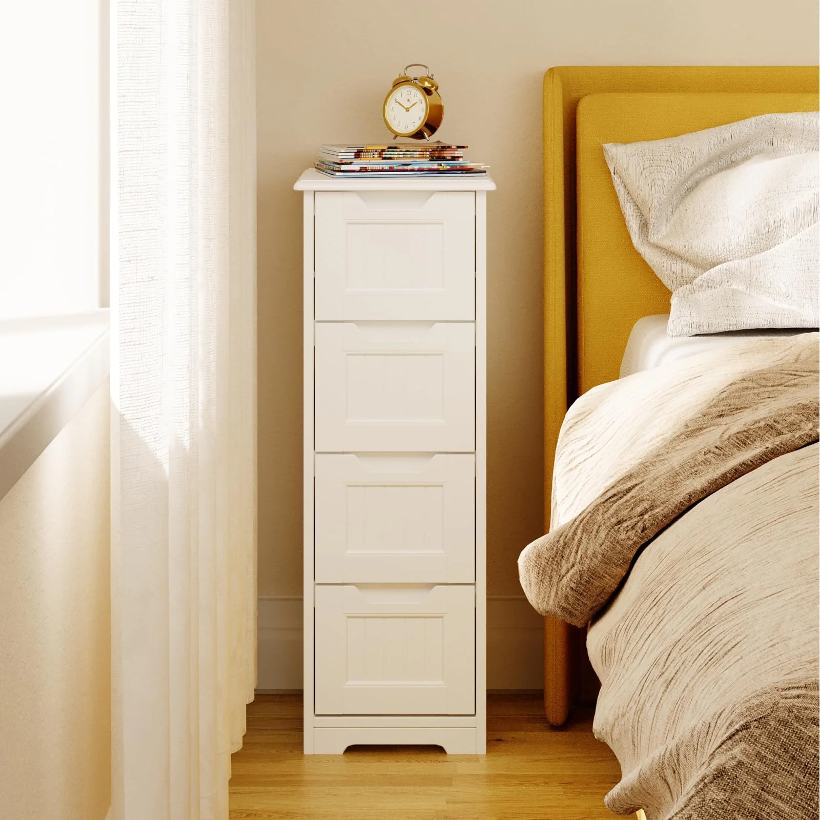 Bealife Badschrank Schubladenkommode Beistellschrank mit 4 Schubladen Geeignet für Badezimmer Schlafzimmer Küche Flur Weiß - Image 8