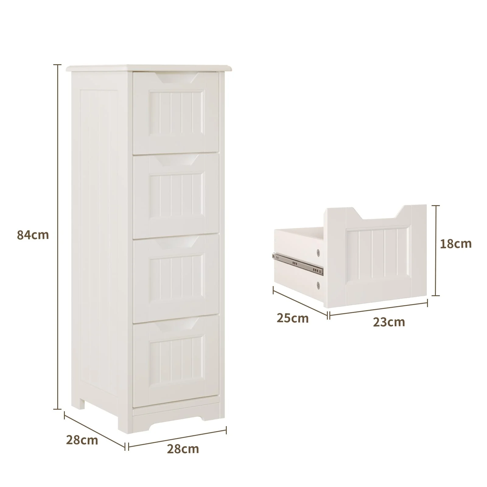 Bealife Badschrank Schubladenkommode Beistellschrank mit 4 Schubladen Geeignet für Badezimmer Schlafzimmer Küche Flur Weiß - Image 9