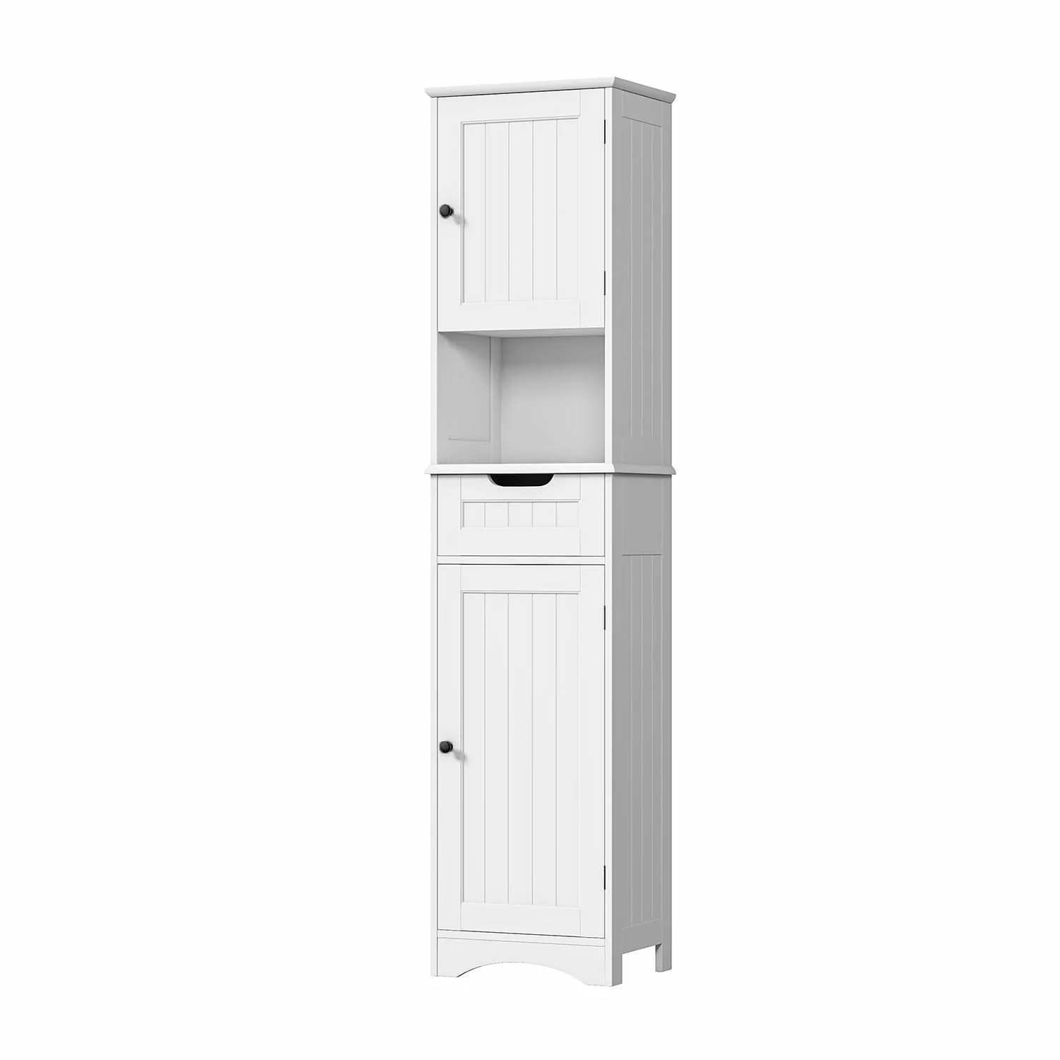 Bealife Hochschrank Badezimmer, 170x40x30cm Badschrank mit verstellbaren Regalen, Badezimmerschrank mit offenem Fach, Schublade und Türen für Badezimmer, Wohnzimmer, Schlafzimmer - Weiß - Image 3