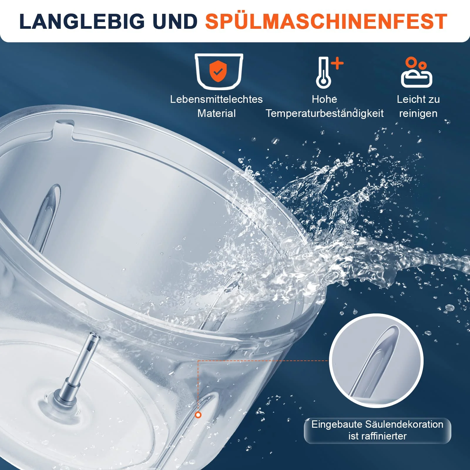 Bear 0.6L+2L Zerkleinerer Elektrisch Mini, 2 Geschwindigkeitsstufen, Häcksler mit 4-Edelstahlklingen und Fleischwolf, Glasbehälter Zerkleinerer für Fleisch,Babynahrung,Obst,Gemüse - Image 2