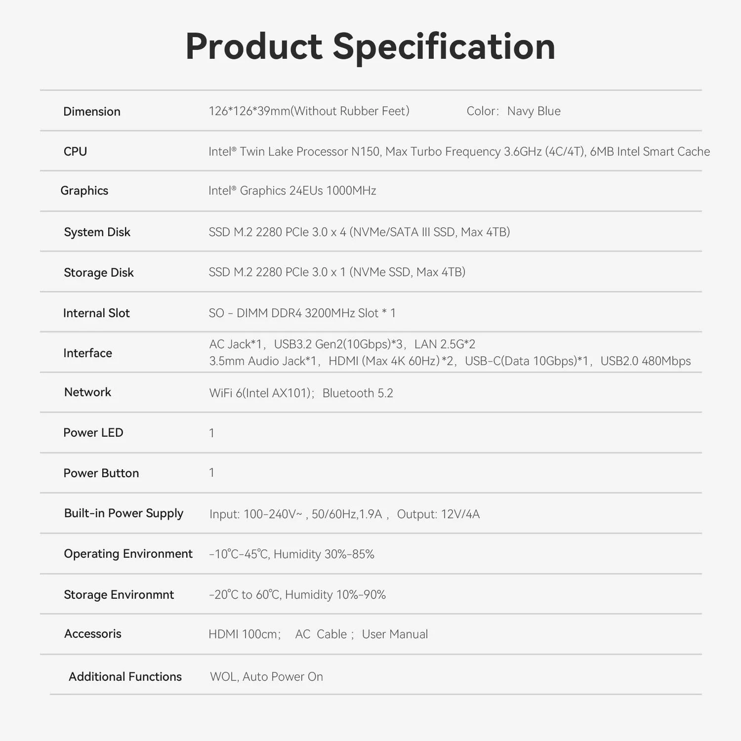 Beelink Mini PC EQ14, Intel Twin Lake-N150 Prozessor (bis zu 3.6GHz), 16GB DDR4 500GB M.2 SSD, 4K Office Mini Computer Windows 11 Home, Dual 2.5G LAN/Dual HDMI/WiFi 6/BT5.2 - Image 2