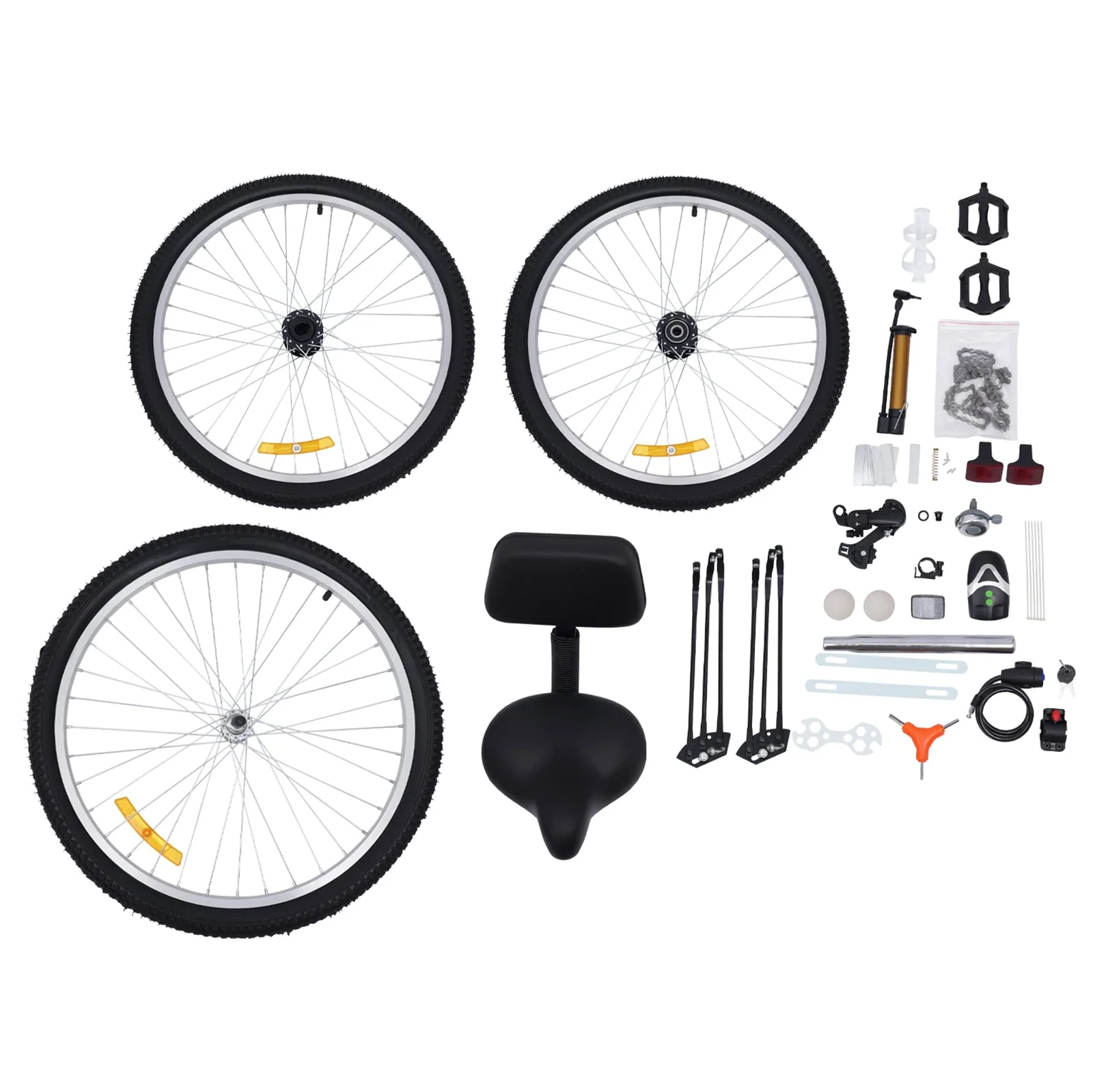Begoniape 24 Zoll 7 Gang Dreirad für Erwachsene Senioren, Schwarz Dreirad 3 Rad Fahrräder aus Kohlenstoffstahl, Erwachsenendreirad mit Wasserbecherhalter, Korb 3 Räder Fahrrad und LED Licht - Image 2