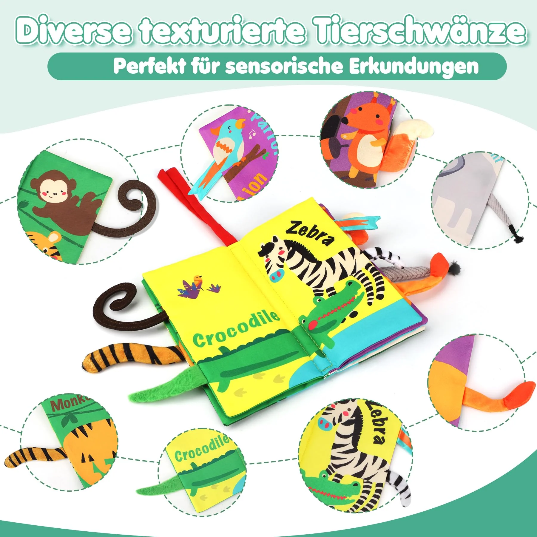 beiens Baby Spielzeug 6 Monate,Babybuch stoffbuch fühlbuch knisterbuch Bilderbuch Stoffbücher Kinderwagen Neugeborene Spielzeug ab 0 3 6 Monate, Baby Bücher Quiet Book Geschenk für Jungen Mädchen - Image 8