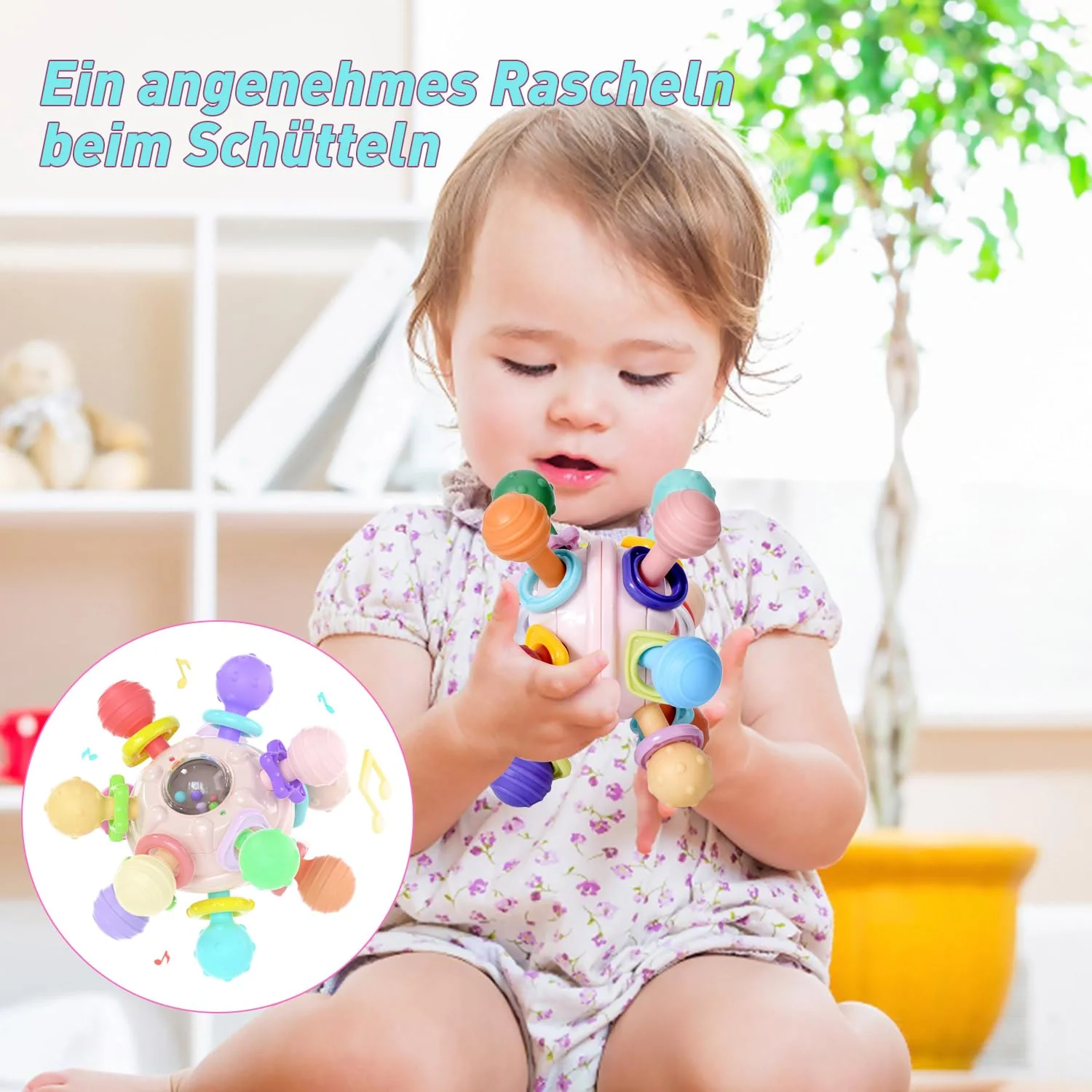 Beißspielzeug Baby Spielzeug ab 3 6 Monate, Silikon Greifball für Babys, Sensorik Montessori Motorikspielzeug, Rassel Baby, Geschenk ab 0-3 4 5 6 7 8 9 12 Monate 1 Jahr Junge Mädchen - Image 4