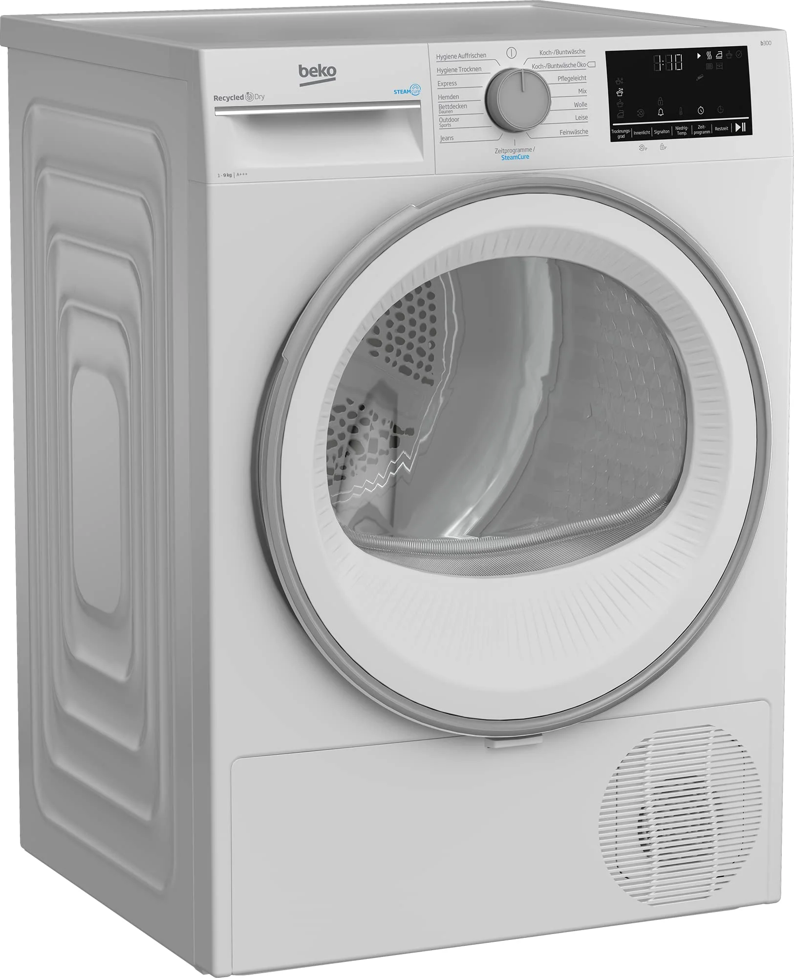 Beko B3T32491 Wäschetrockner, 9 kg, Frontlader Wärmepumpentrockner, 15 Programme, Sensortrocknung, Dampffunktion, Silent-Programm, Allergikergeeignet, Säulenfähig, Aquawave Schontrommel, Weiß - Image 2