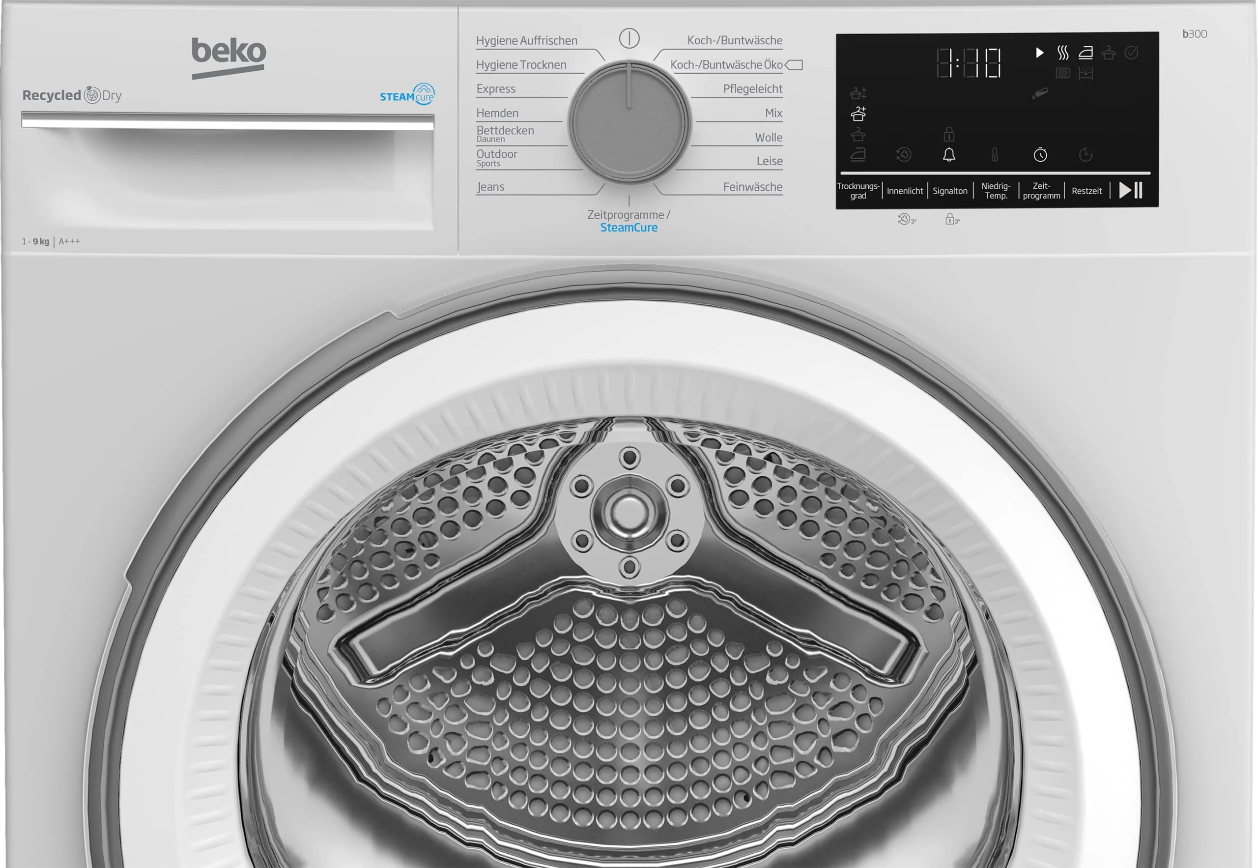 Beko B3T32491 Wäschetrockner, 9 kg, Frontlader Wärmepumpentrockner, 15 Programme, Sensortrocknung, Dampffunktion, Silent-Programm, Allergikergeeignet, Säulenfähig, Aquawave Schontrommel, Weiß - Image 9