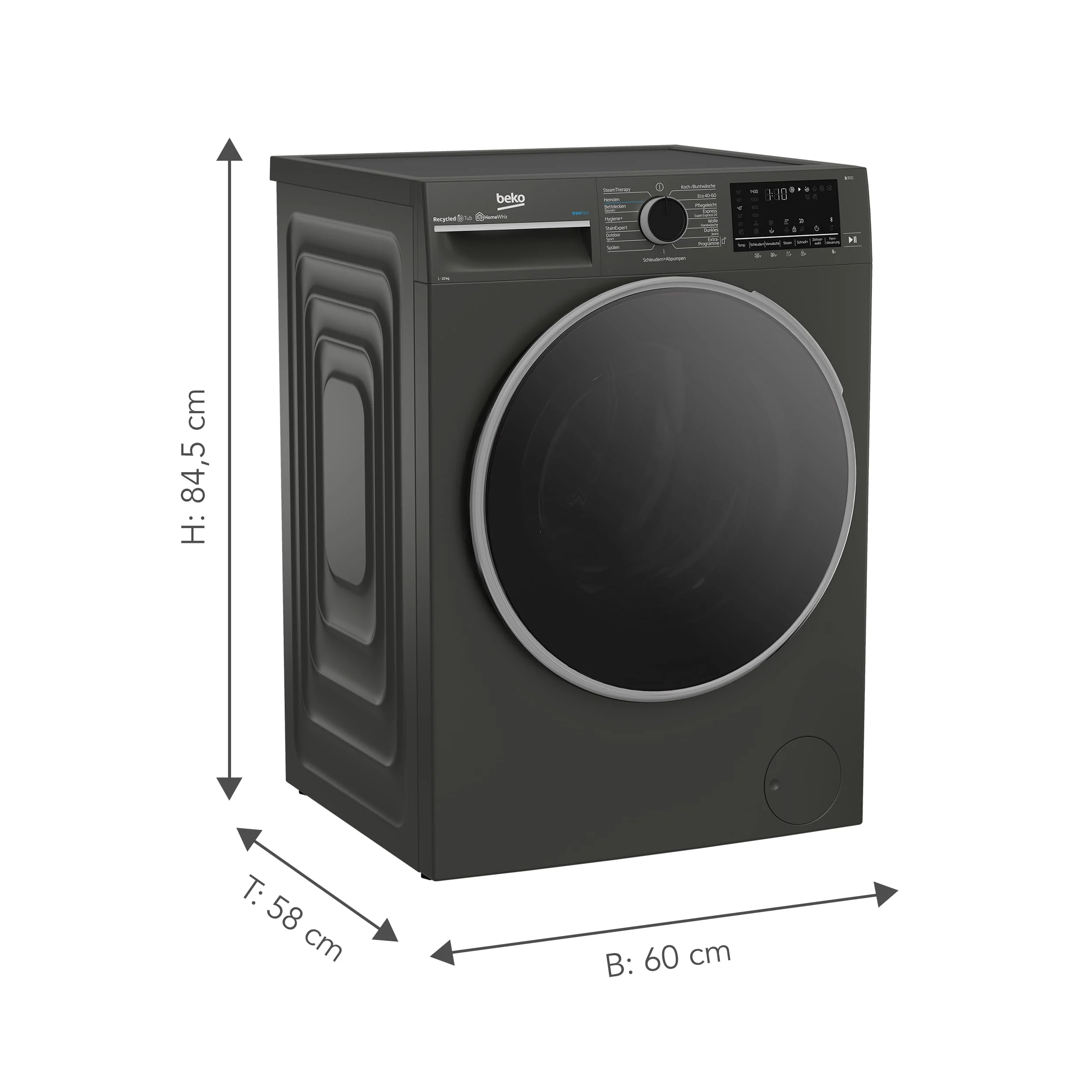 Beko B3WFT510415M Waschvollautomat, Waschmaschine, 10kg, 1400 U/min, SteamCure Dampffunktion, allergikergeeignet, AddXtra-Nachlegefunktion, Ironfast, AquaWave-Schontrommel, Bluetooth-Steuerung, Grau - Image 6
