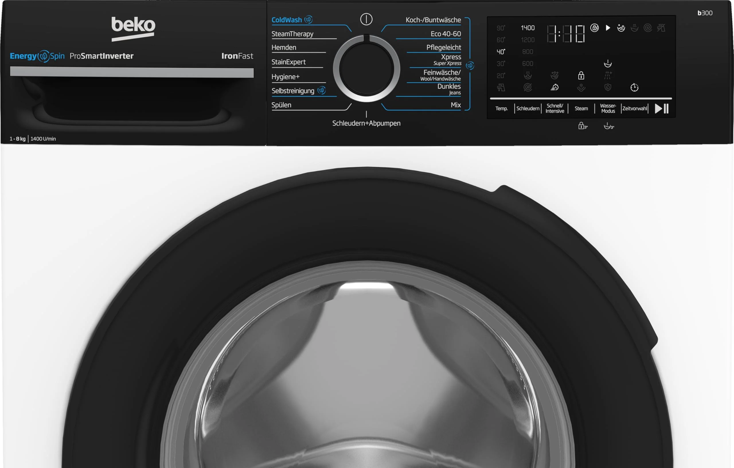 Beko BM3WFU4841W Waschvollautomat, Waschmaschine, 8 kg, EnergySpin, Schleuderwahl 1400 U/min, Dampffunktion, allergikergeeignet, Nachlegefunktion, AquaWave Schontrommel, Weiß - Image 13