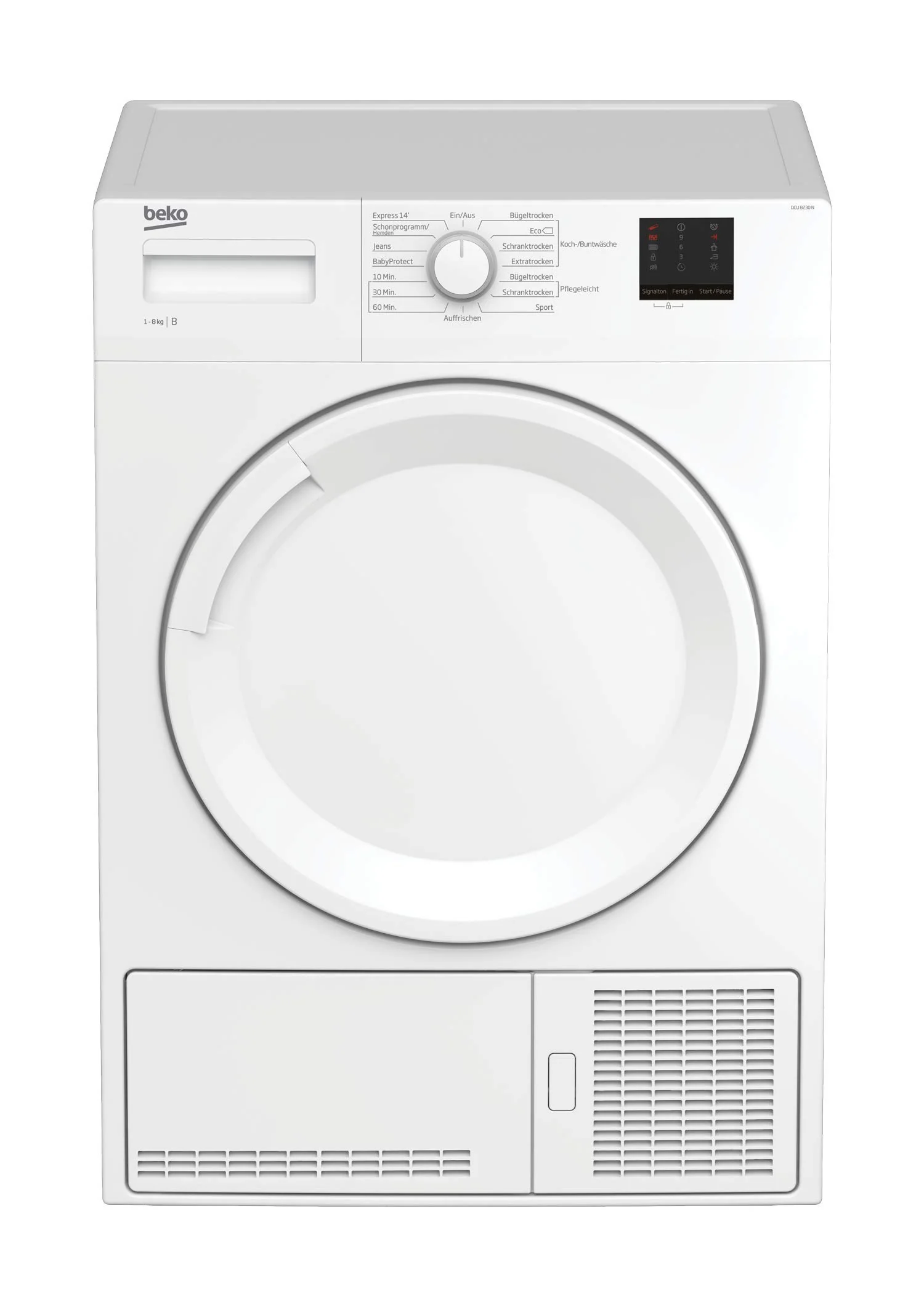 Beko DCU 8230 N b100 Kondenstrockner / 15 Programme / FlexySense - Elektronische Feuchtemessung / 8 kg Beladungskapazität / Kindersicherung / Expressprogramm