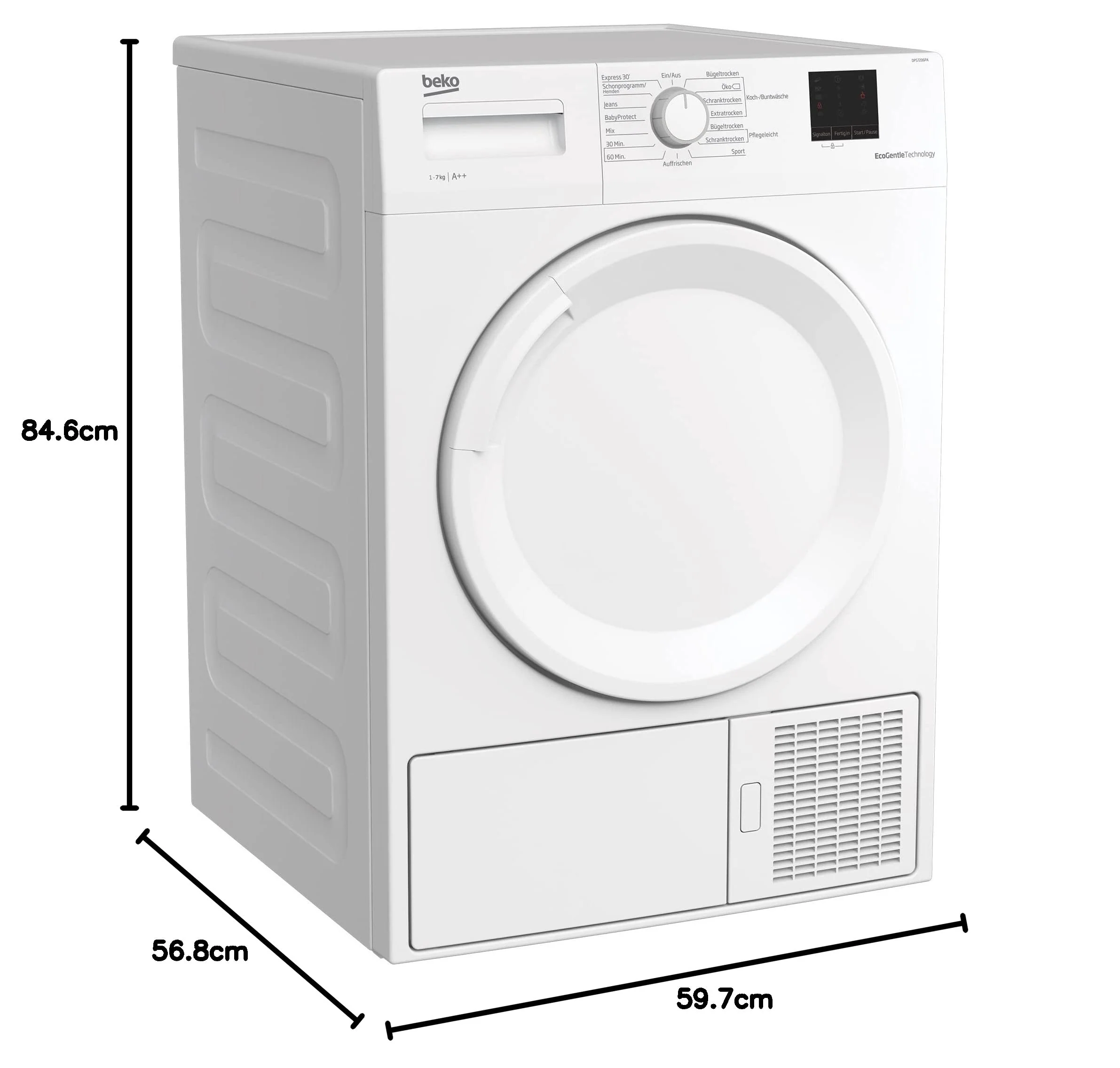 Beko DPS7206PA Wäschetrockner Wärmepumpentrockner FlexySense 7kg - Image 6