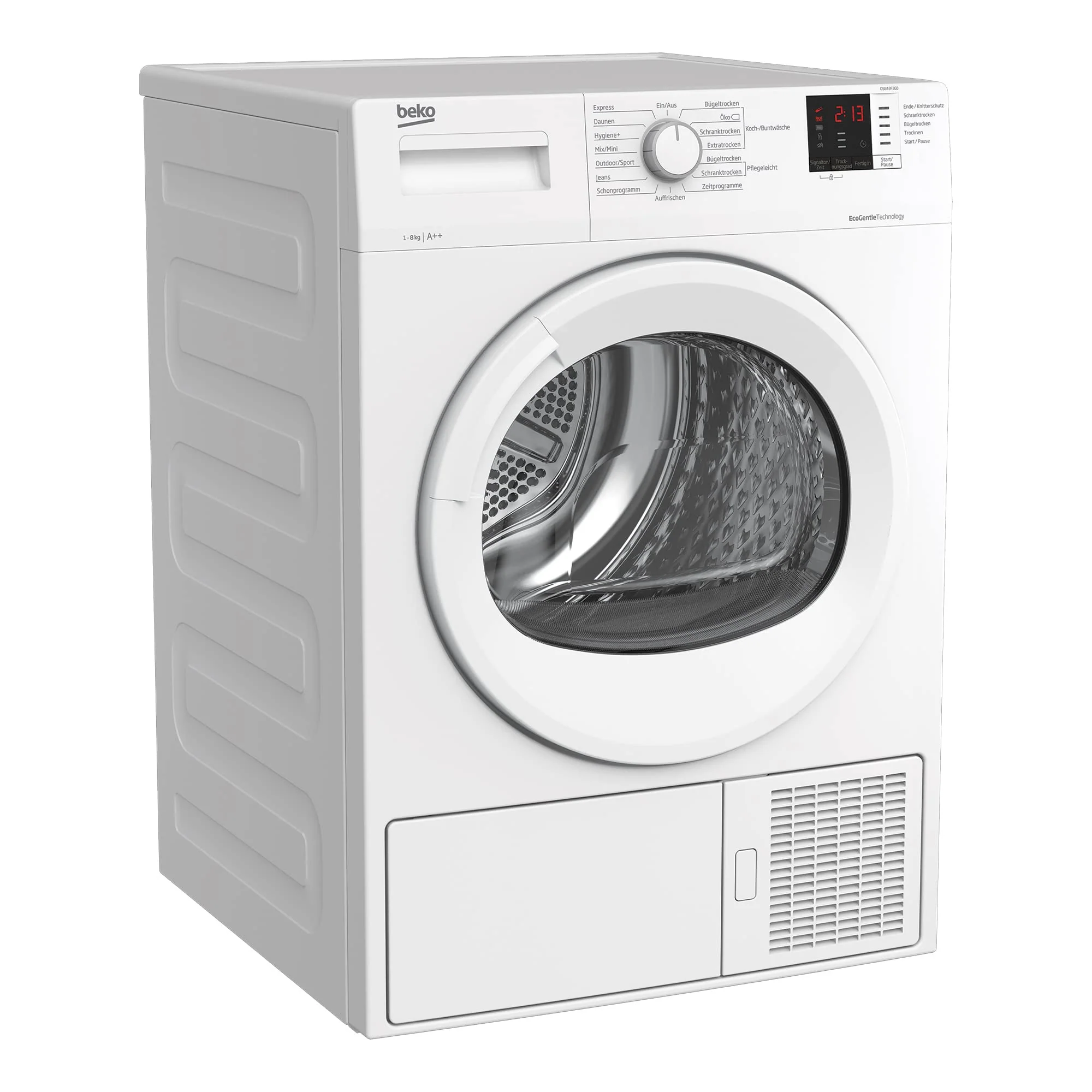 Beko DS843F3G0 b300 Wärmepumpentrockner, Wäschetrockner, Frontlader, 8 kg Beladungskapazität, 15 Programme, Sensortrocknung, Schonprogramm, Multifunktionsdisplay, Säulenfähig, Schontrommel, Weiß - Image 5