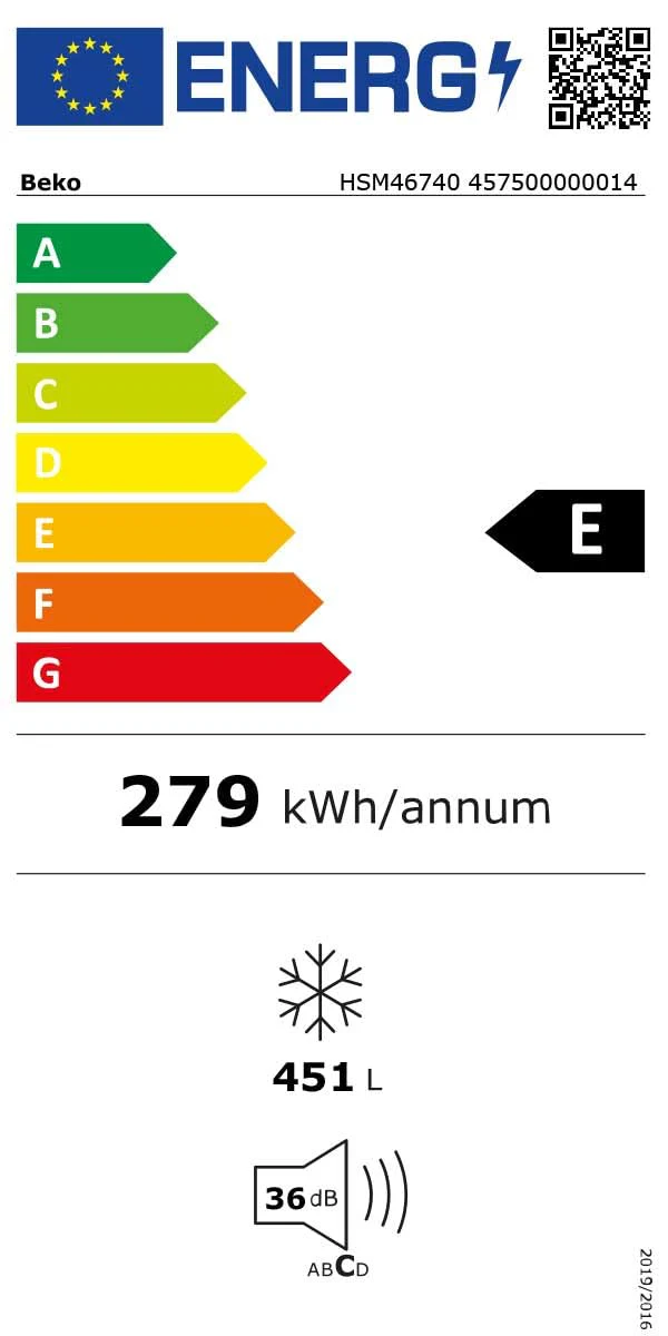 Beko HSM46740 Gefriertruhe groß, 451 l Nutzvolumen, 3 Gefrierkörbe, Temperaturalarm, abschließbar, Innenbeleuchtung, 36 db(A), Weiß - Image 2