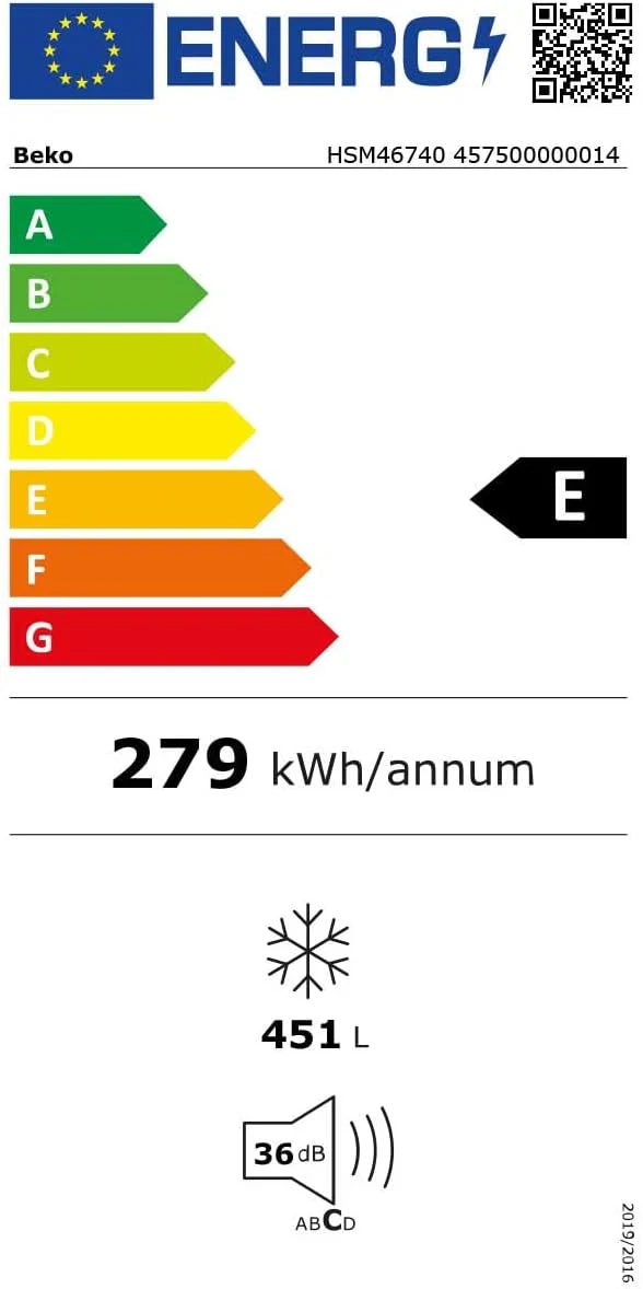 Beko HSM46740 Gefriertruhe groß, 451 l Nutzvolumen, 3 Gefrierkörbe, Temperaturalarm, abschließbar, Innenbeleuchtung, 36 db(A), Weiß - Image 3