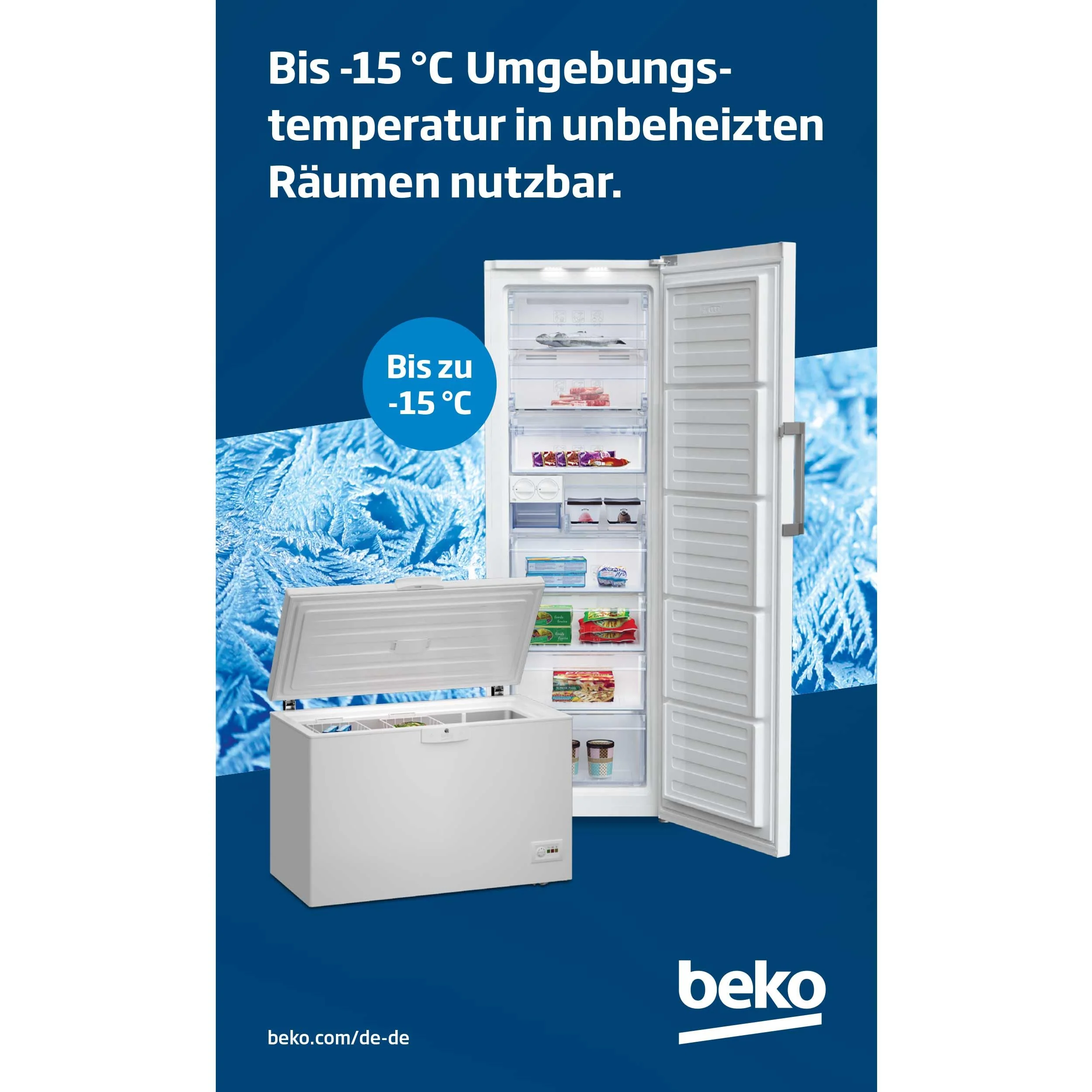 Beko HSM46740 Gefriertruhe groß, 451 l Nutzvolumen, 3 Gefrierkörbe, Temperaturalarm, abschließbar, Innenbeleuchtung, 36 db(A), Weiß - Image 4
