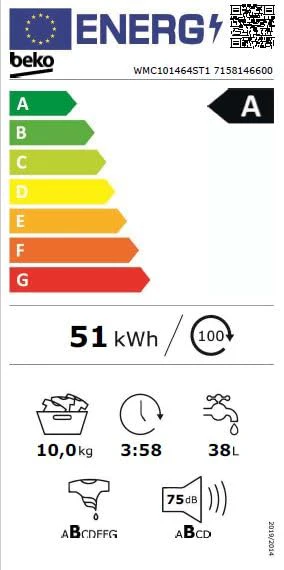 Beko WMC101464ST1 Waschvollautomat, Waschmaschine, 10kg, 1400 U/min, SteamCure Dampffunktion, allergikergeeignet, Express-Funktion, StainExpert, ProSmart Inverter Motor, Bluetooth, Weiß - Image 4