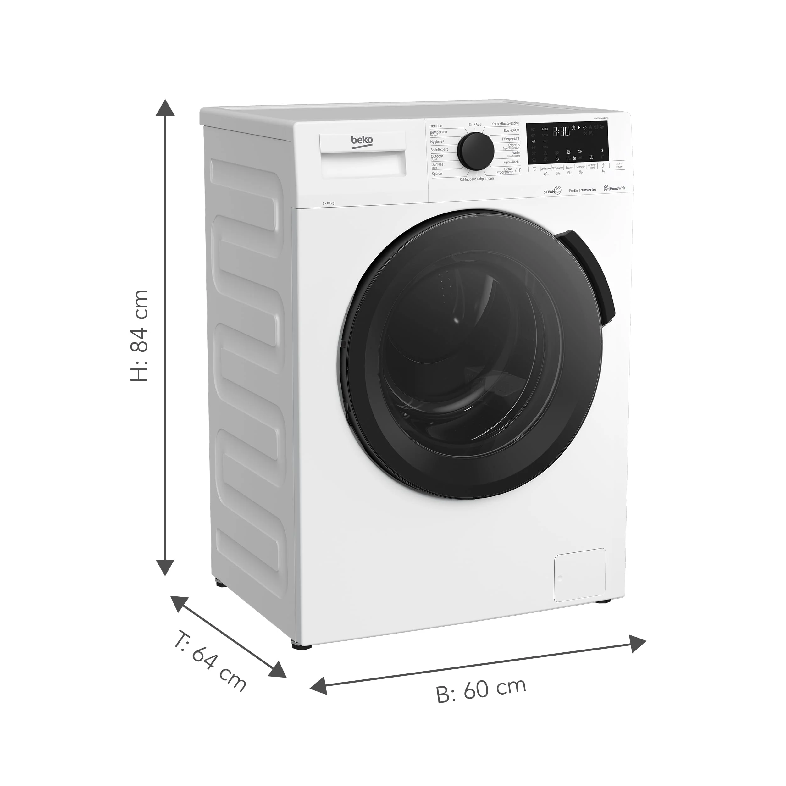 Beko WMC101464ST1 Waschvollautomat, Waschmaschine, 10kg, 1400 U/min, SteamCure Dampffunktion, allergikergeeignet, Express-Funktion, StainExpert, ProSmart Inverter Motor, Bluetooth, Weiß - Image 7