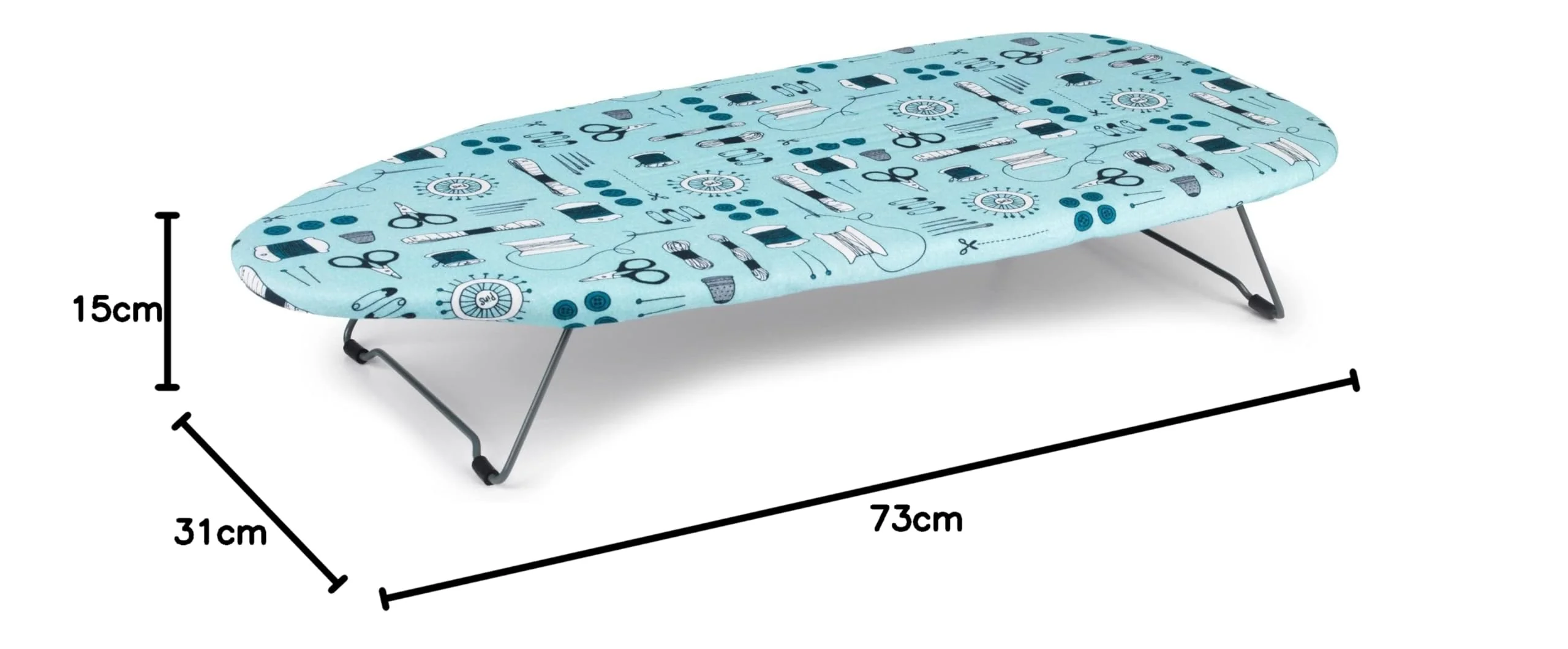 Beldray LA023735SEWBEU7 Tischbügelbrett, kleine Bügelbretter, Reise Bügeltisch, Bügelbrett Tisch, 73 x 31cm Mini Bügelbrett, Tischbügelbrett klein, Bezug aus 100 % Baumwolle, kompakt, faltbar - Image 8
