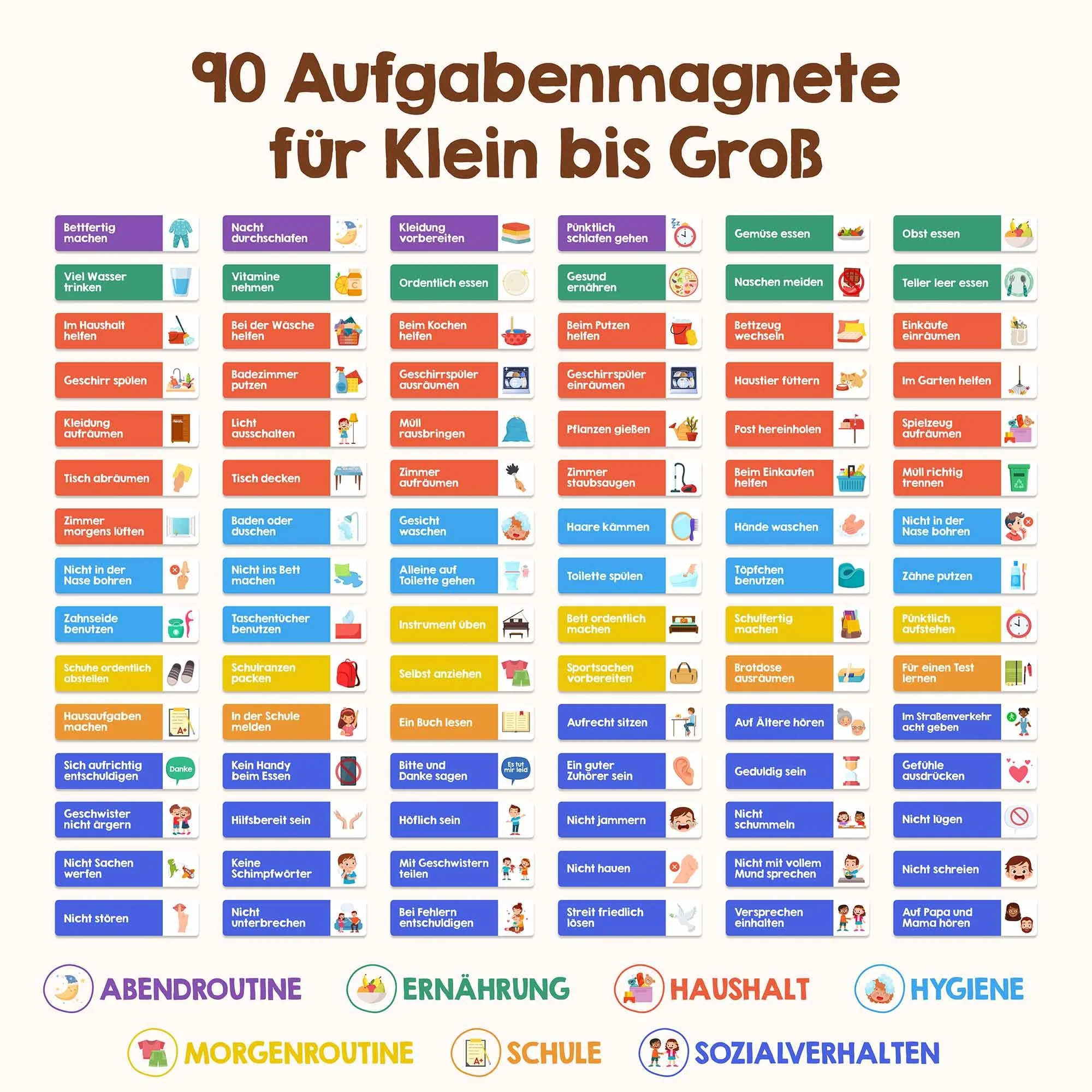 Belohnungstafel für Kinder - [100 Aufgaben + 350 Magnete] - Belohnungssystem für Verantwortung - Family Plan, Montessori Magnettafel, Wochenplaner, Adhs Hilfsmittel - inkl. Tasche, Stift (Dinosaurier) - Image 4