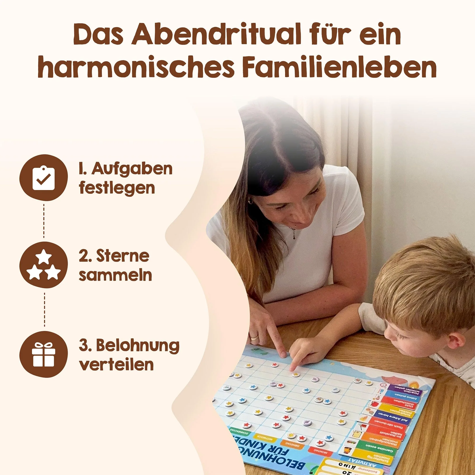 Belohnungstafel für Kinder - [100 Aufgaben + 350 Magnete] - Belohnungssystem für Verantwortung - Family Plan, Montessori Magnettafel, Wochenplaner, Adhs Hilfsmittel - inkl. Tasche, Stift (Dinosaurier) - Image 5