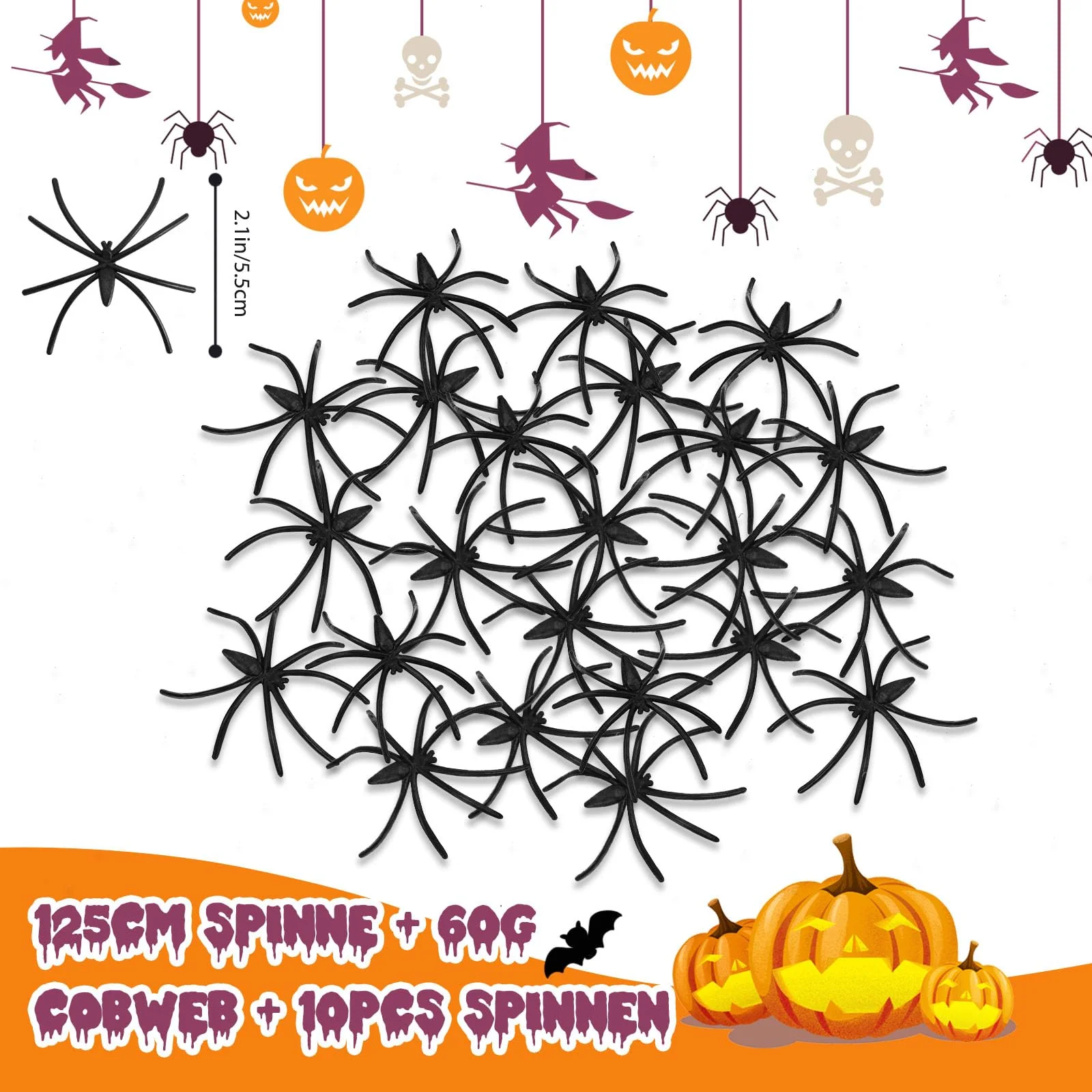 benpen Halloween Deko Outdoor Spinne Set,Riesenspinne Dehnbare Spinnennetze für Innen/Außen, Garten,Tür Fenster Kamin Häuser Spukhaus&Partyzubehör-Schaurige Atmosphäre für Ihre Feier - Image 5
