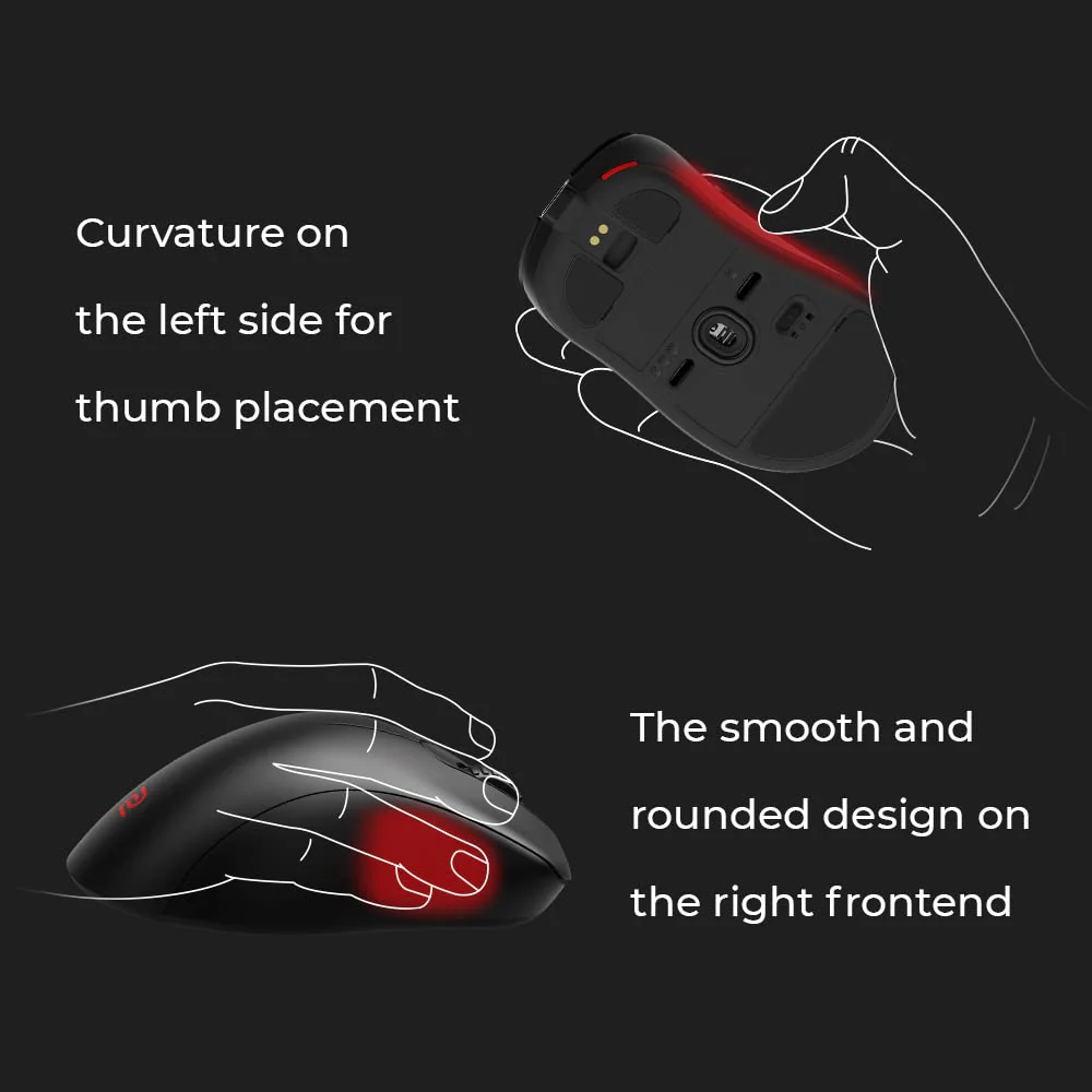 BenQ - Zowie EC2-CW Kabellose Ergonomische Esports Gaming Maus, Verbesserter Empfänger, Mausrad mit 24 Stufen, Ohne Treiber, Mittlere Größe, Schwarz - Image 2