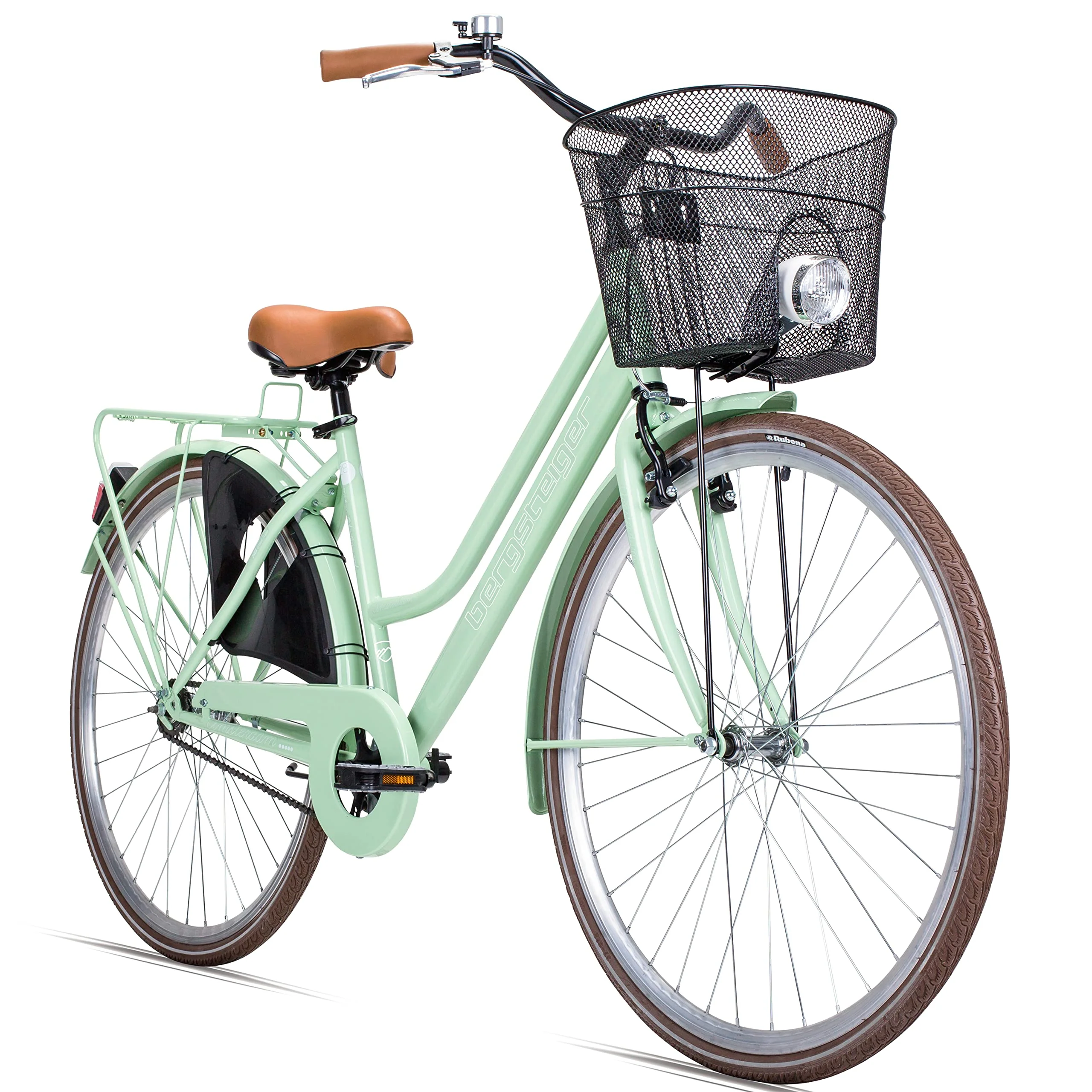 Bergsteiger Amsterdam 26 Zoll, 28 Zoll Damenfahrrad, ab 150 cm, Korb, Fahrrad-Licht, Damen-Citybike mit Rücktrittbremse, Hollandrad im Retro-Design - Image 6