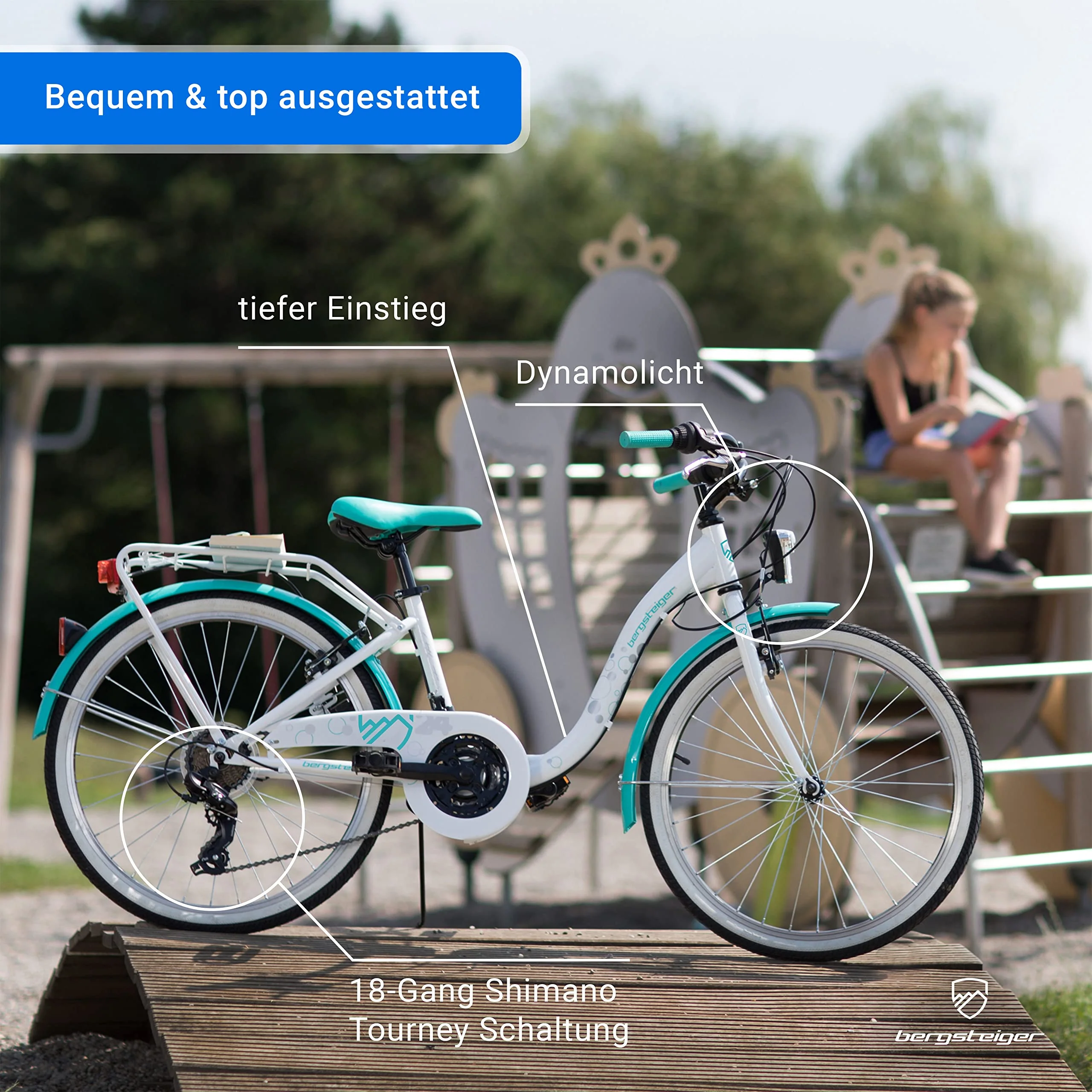 Bergsteiger Atlantis 20, 24 Zoll Kinderfahrrad, geeignet für 6,7, 8, 9, 10, 11 Jahre, StVZO, Shimano Schaltung, Mädchen-Fahrrad mit Dynamo-Licht - Image 5