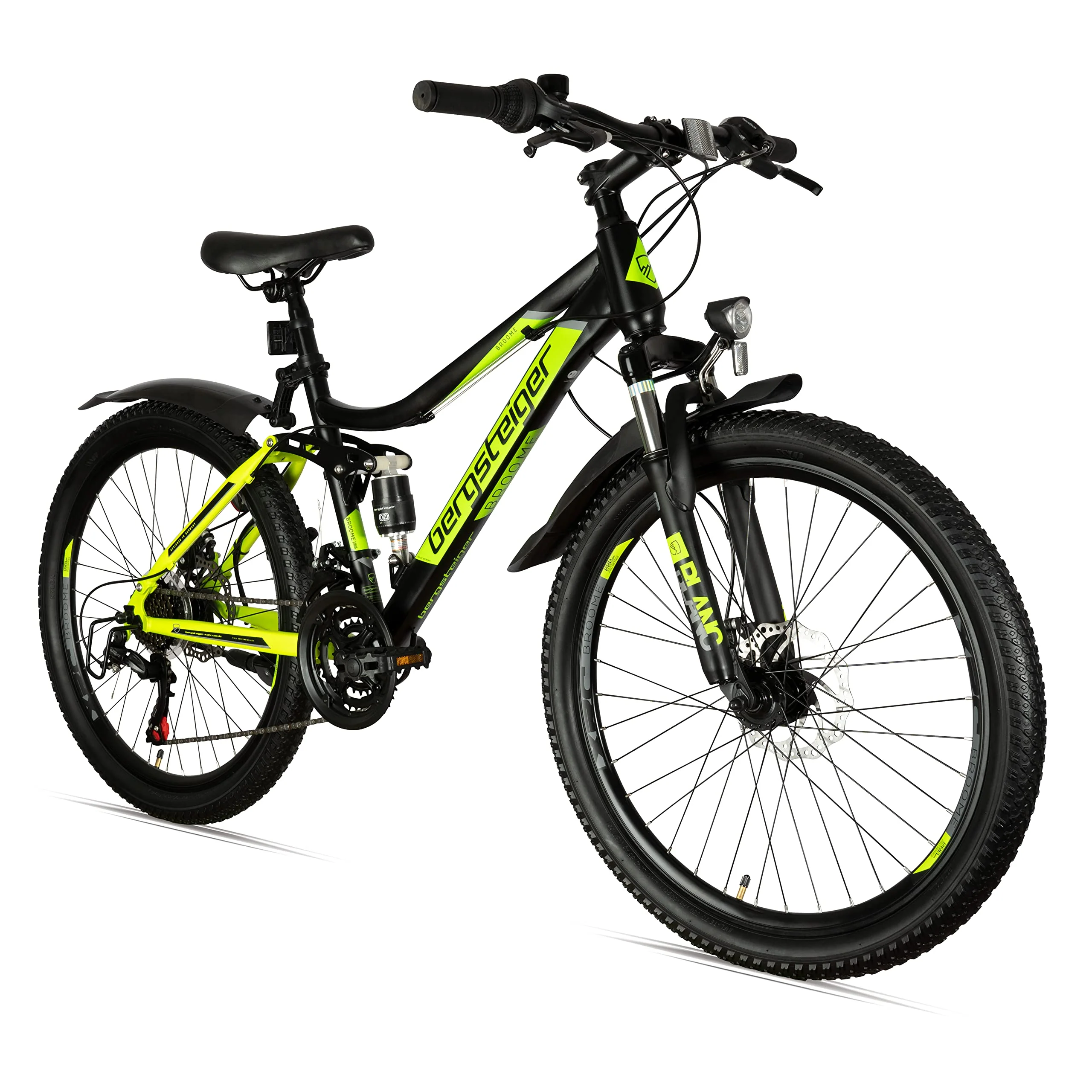 Bergsteiger Broome 24, 26 Zoll Kinderfahrrad, Shimano 21 Gang-Schaltung, StVZO, Mountainbike mit Vollfederung, Scheibenbremsen & Dynamo-Licht, geeignet für 8, 9, 10, 11, 12, 13 Jahre, Jungen & Mädchen - Image 3