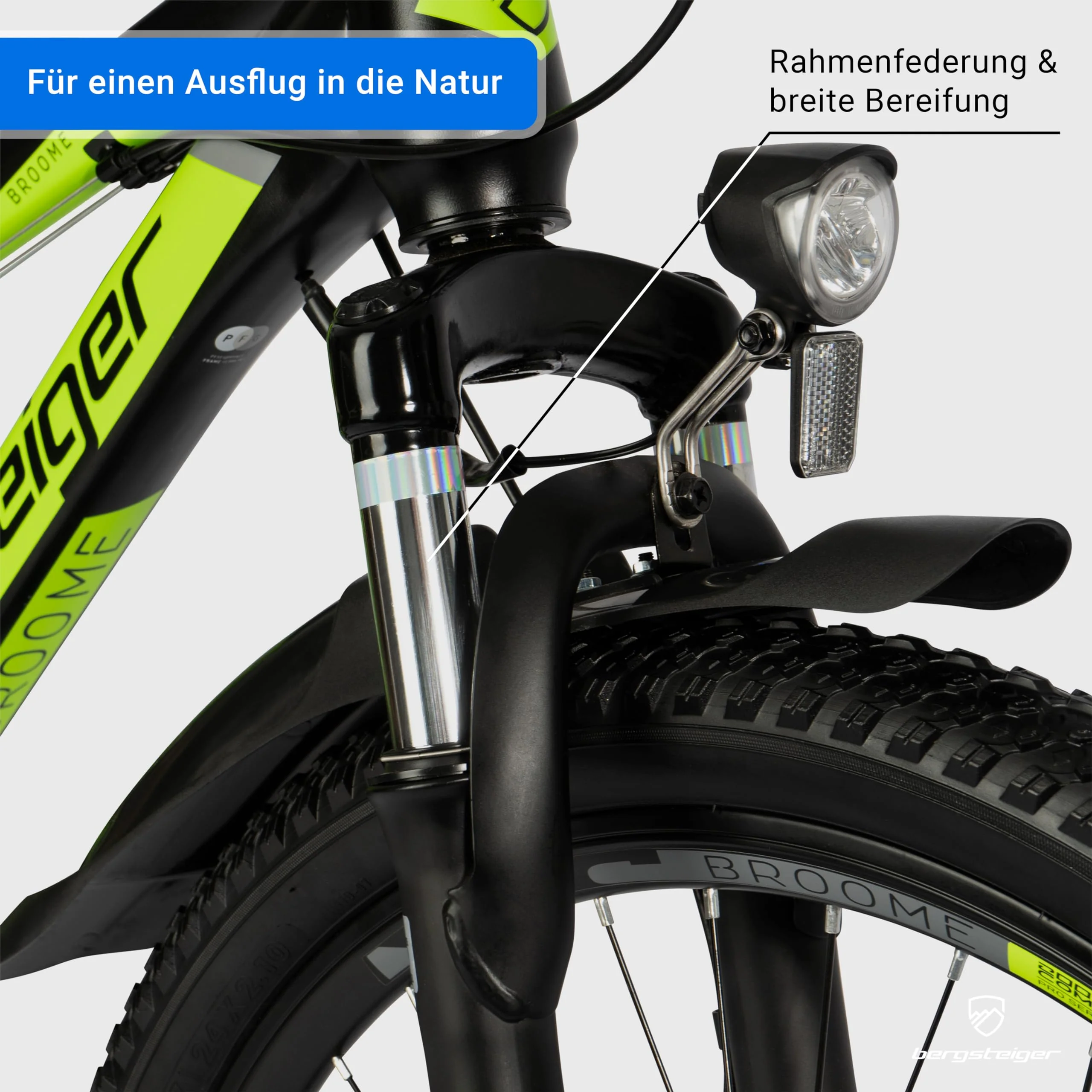 Bergsteiger Broome 24, 26 Zoll Kinderfahrrad, Shimano 21 Gang-Schaltung, StVZO, Mountainbike mit Vollfederung, Scheibenbremsen & Dynamo-Licht, geeignet für 8, 9, 10, 11, 12, 13 Jahre, Jungen & Mädchen - Image 7