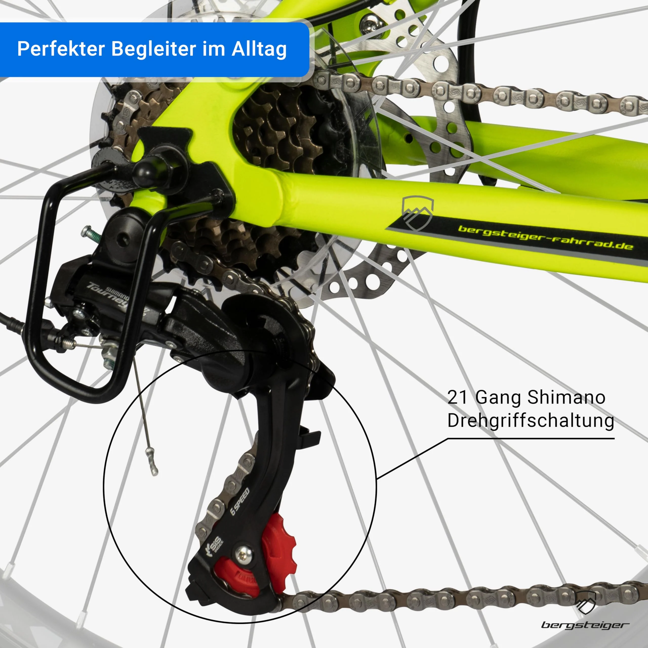Bergsteiger Broome 26 Zoll Kinderfahrrad, 21 Gang-Schaltung, StVZO, Mountainbike mit Vollfederung, Scheibenbremsen & Dynamo-Licht, geeignet für 8, 9, 10, 11, 12, 13 Jahre, Jungen & Mädchen - Image 6