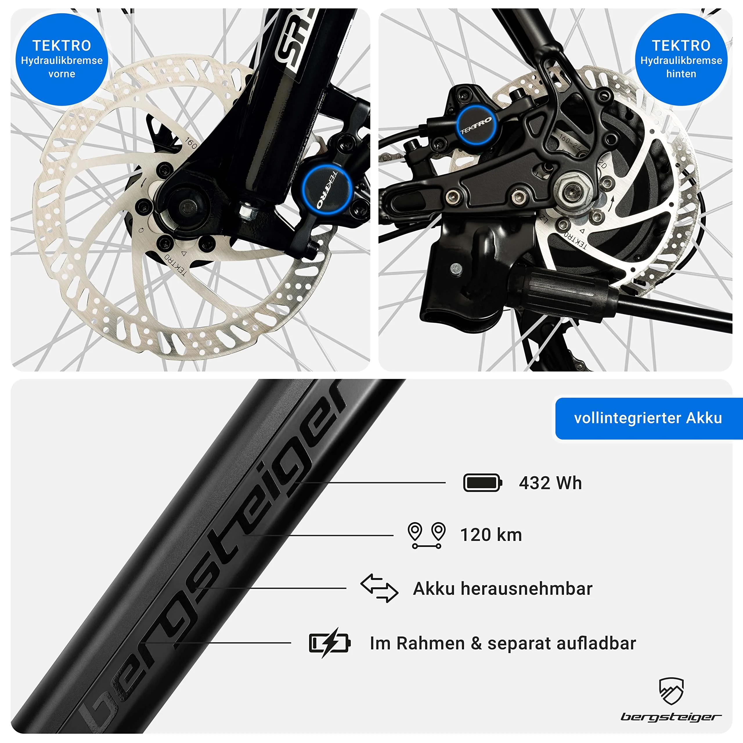 Bergsteiger Cannock 27,5 Zoll E-Bike mit 250 Watt Motor, Hydraulikbremsen, Aluminium Ebike Mountainbike Herren & Damen, Farbdisplay, Elektrofahrrad mit 24 Gang-Schaltung - Image 6