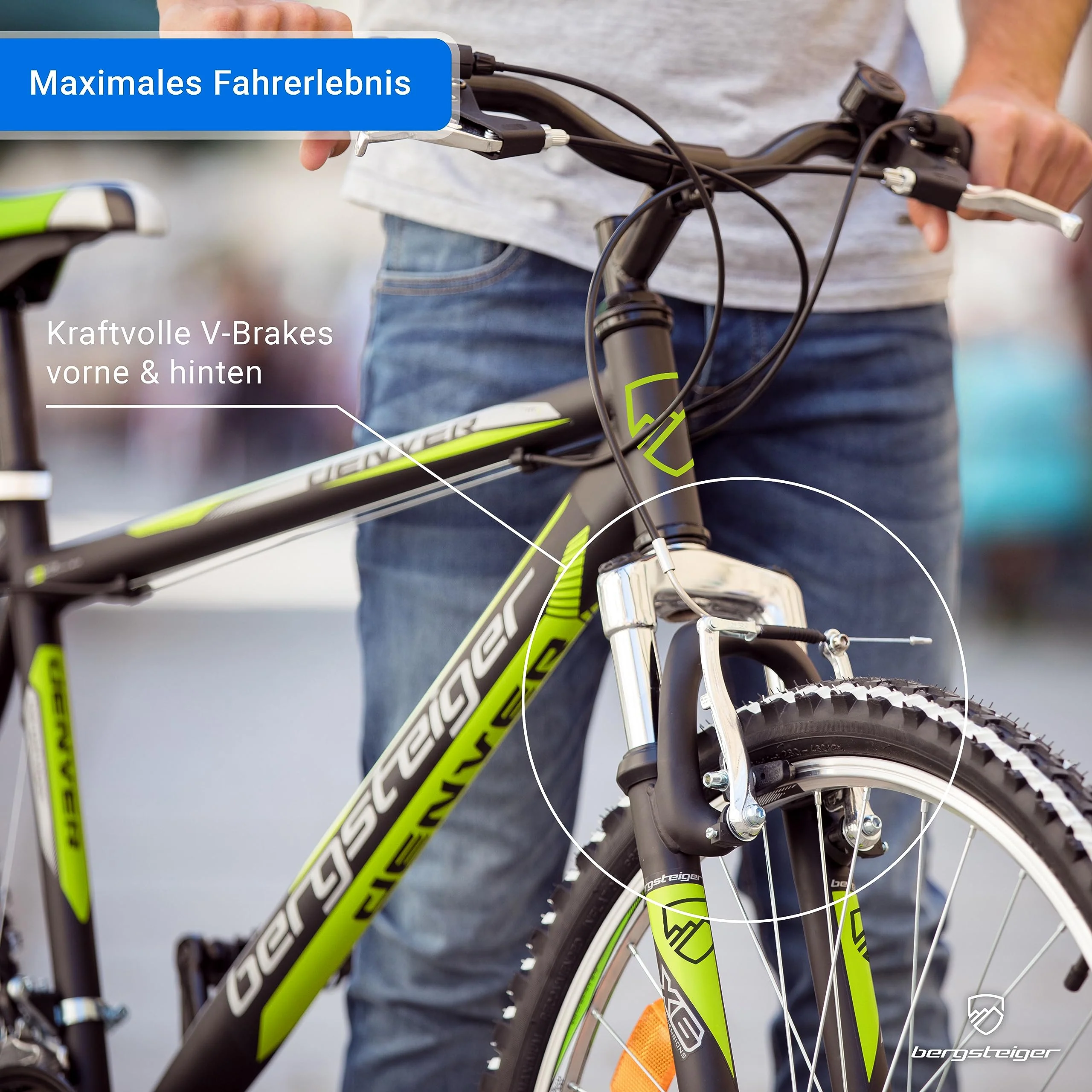 Bergsteiger Denver 26 Zoll Mountainbike, geeignet ab 155 cm, 18 Gang-Schaltung, Licht, Schutzblech, Gabel-Federung - Image 5