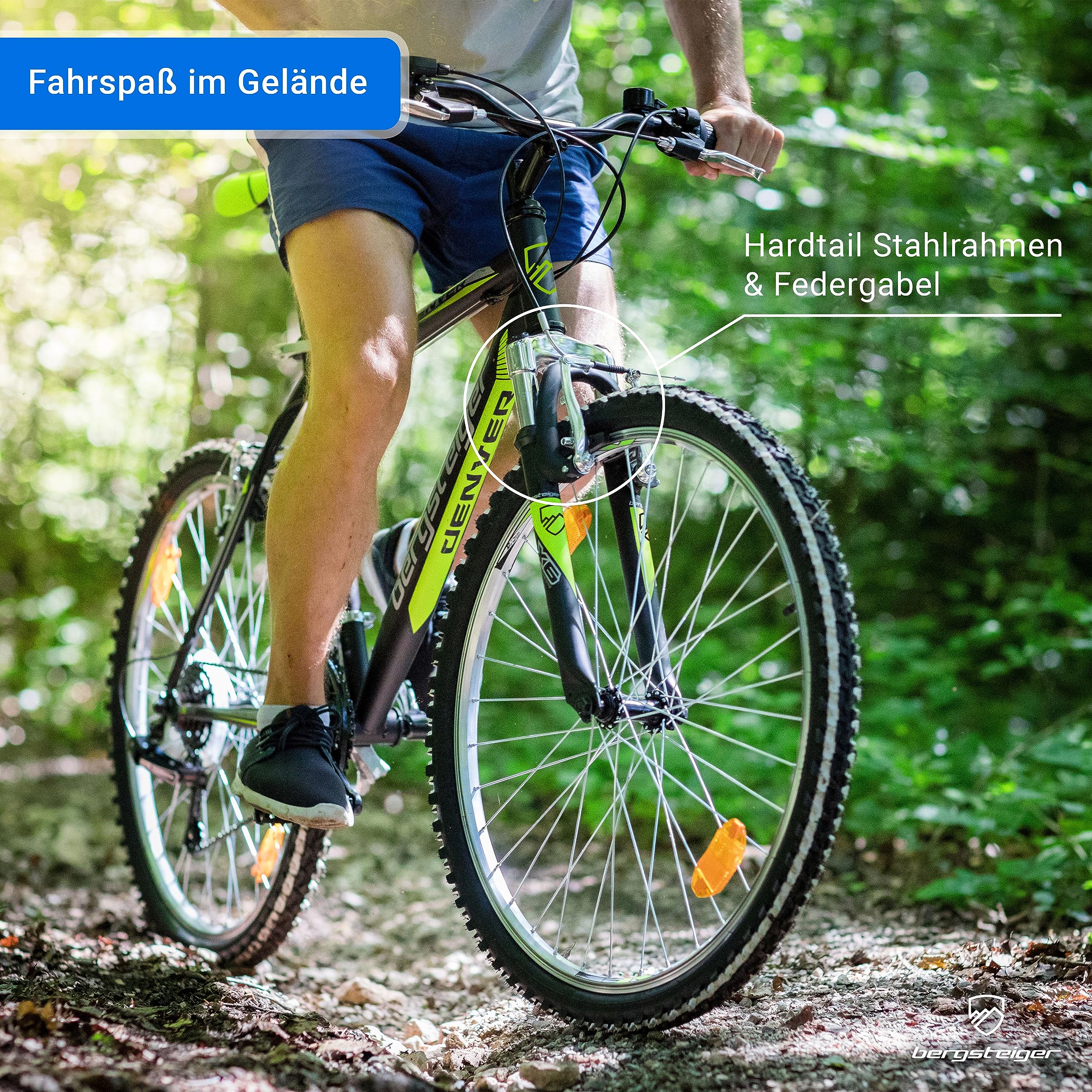 Bergsteiger Denver 26 Zoll Mountainbike, geeignet ab 155 cm, 18 Gang-Schaltung, Licht, Schutzblech, Gabel-Federung - Image 7