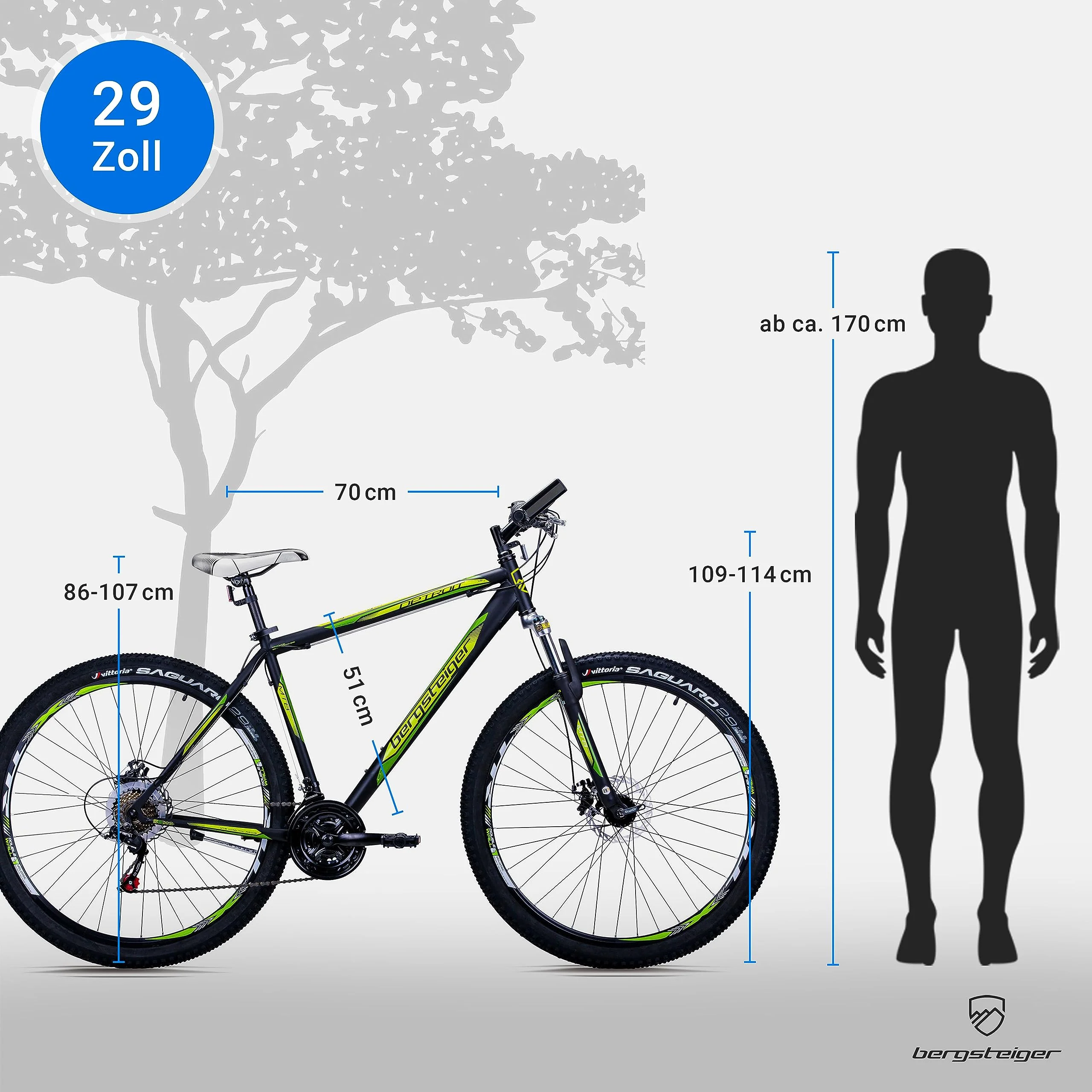 Bergsteiger Detroit 29 Zoll Mountainbike, geeignet ab 170 cm, Scheibenbremse, Shimano 21 Gang-Schaltung, Gabel-Federung mit Lockout-Funktion, Jungen-Fahrrad & Herren-Fahrrad - Image 6