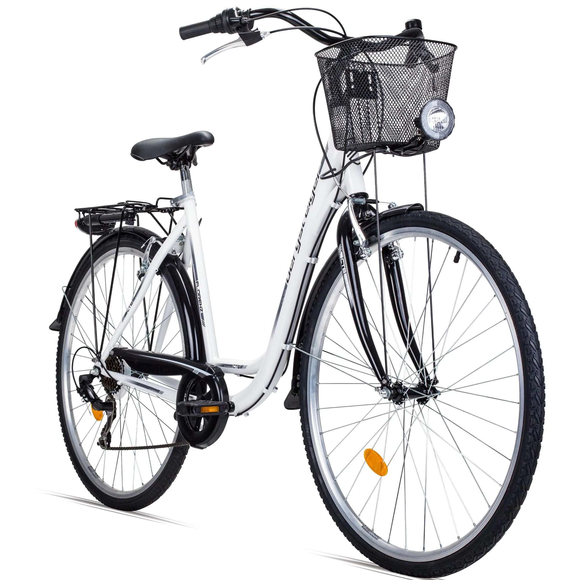 Bergsteiger Florenz 28 Zoll Damenfahrrad mit Korb, Beleuchtung & Schaltung, ab 160 cm, Damen Fahrrad mit Shimano 7 Gangschaltung, Retro Damenrad - Image 3