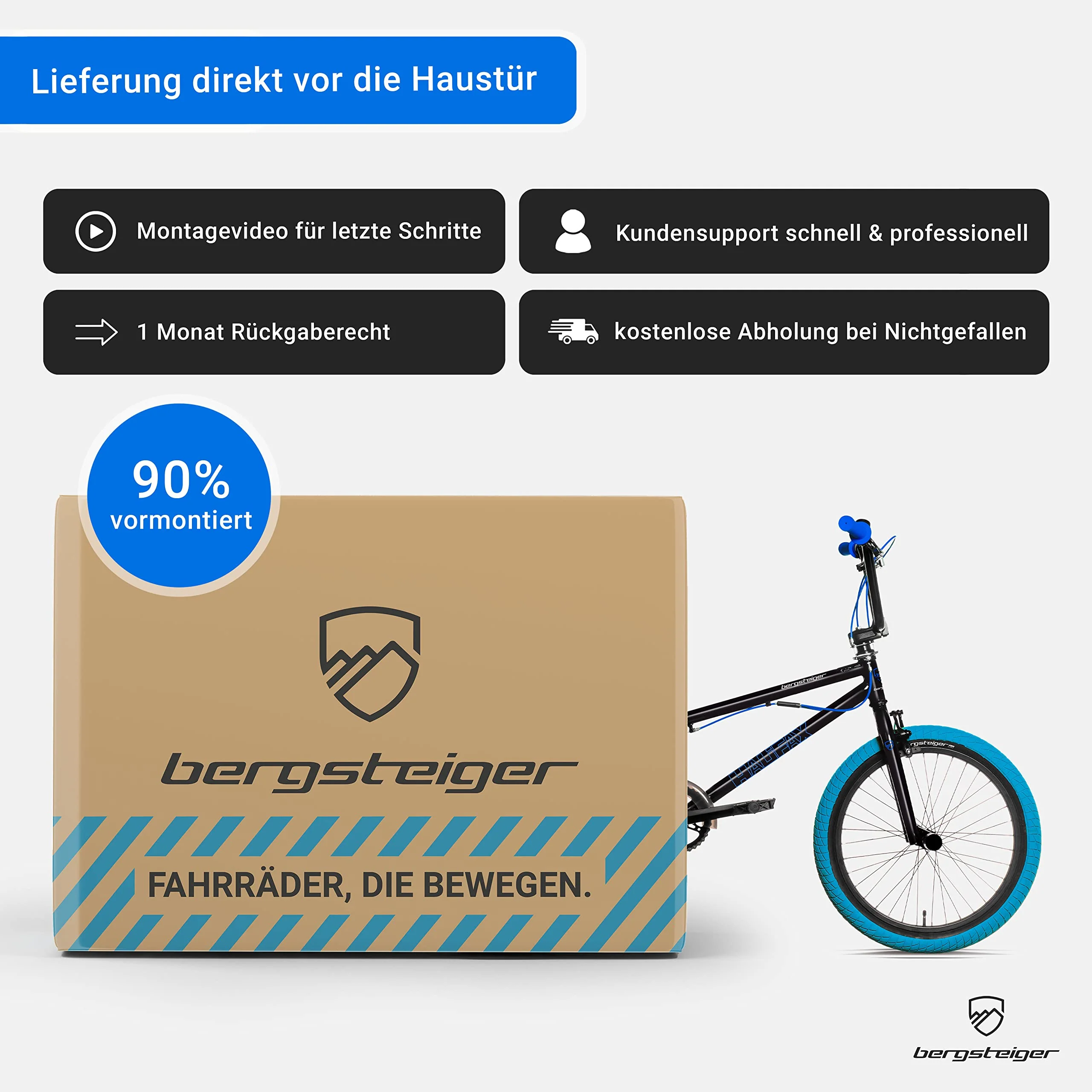 Bergsteiger Halifax 20 Zoll BMX, Fatbike, 360° Rotor-System, Freestyle, 2 Stahl Pegs, Kettenschutz, Freilauf - Image 5
