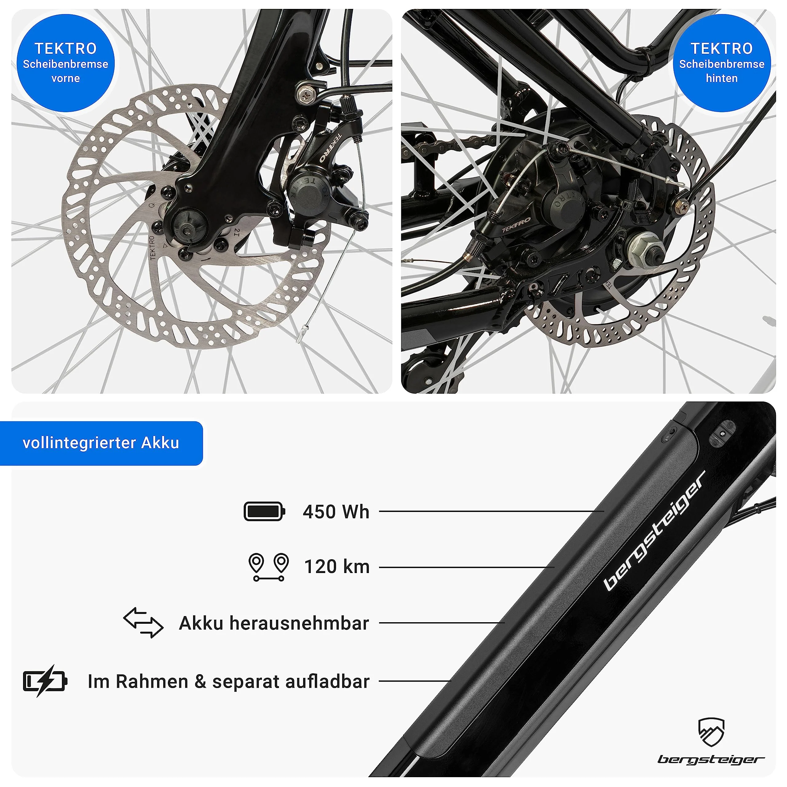 Bergsteiger Hampton 28 Zoll City E-Bike mit 250 Watt Motor, Scheibenbremsen, Aluminium Ebike für Damen & Herren, Farbdisplay, Elektrofahrrad mit Shimano 6 Gang-Schaltung - Image 8