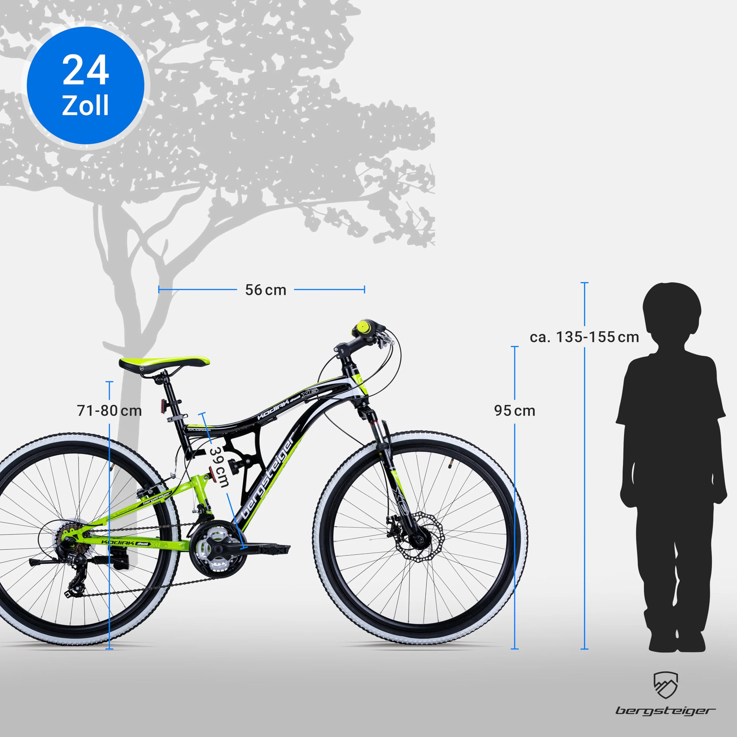 Bergsteiger Kodiak 24 Zoll Mountainbike, Jungen & Mädchen Kinderfahrrad geeignet für 8, 9, 10, 11, 12, 13 Jahre, Scheibenbremse, Shimano 21 Gang-Schaltung - Image 4