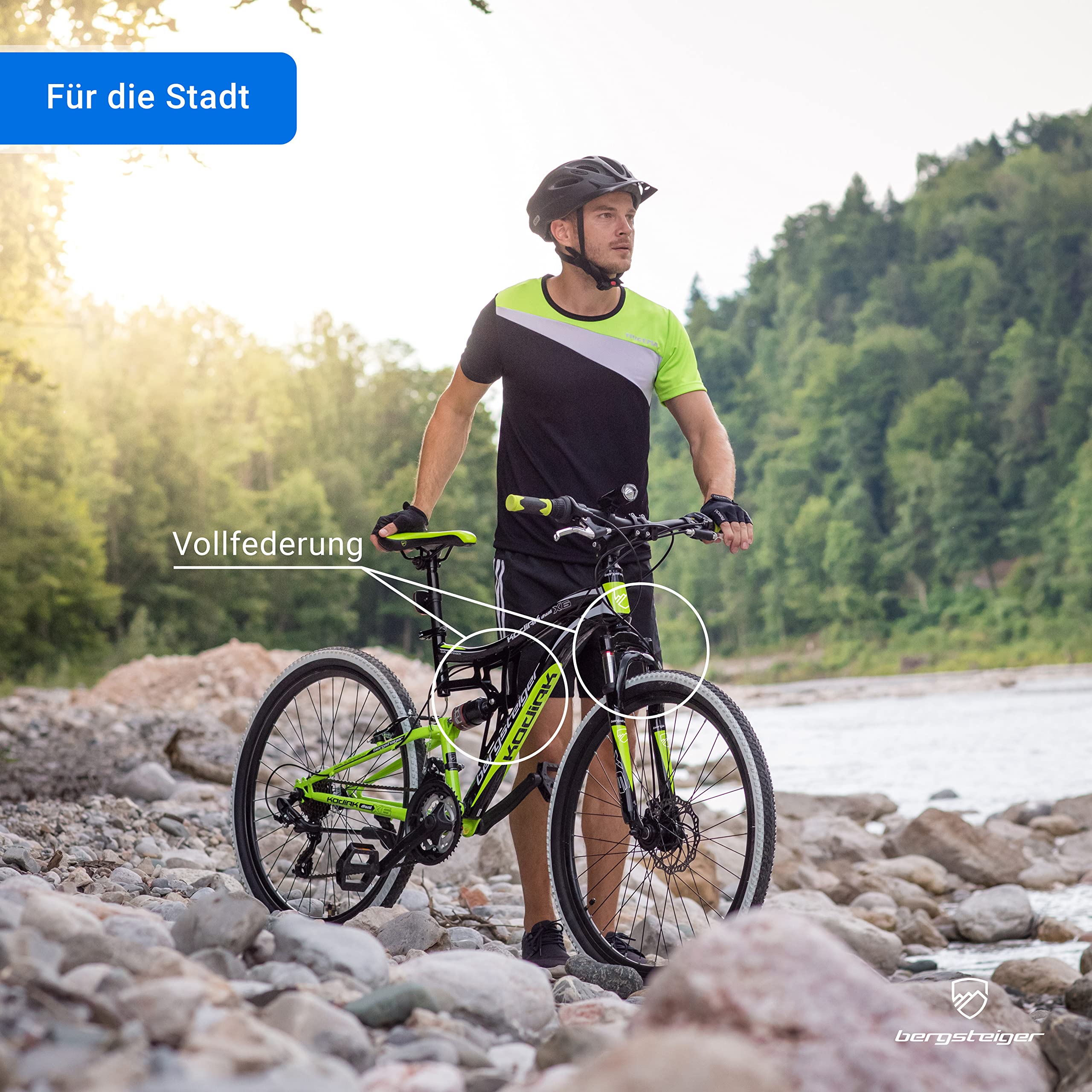 Bergsteiger Kodiak 26 Zoll, 29 Zoll Mountainbike, Scheibenbremse, Shimano 21 Gang-Schaltung, Vollfederung, Fully MTB für Jungen, Mädchen, Damen & Herren - Image 3