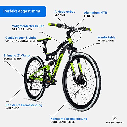 Bergsteiger Kodiak 26 Zoll, 29 Zoll Mountainbike, Scheibenbremse, Shimano 21 Gang-Schaltung, Vollfederung, Fully MTB für Jungen, Mädchen, Damen & Herren - Image 9