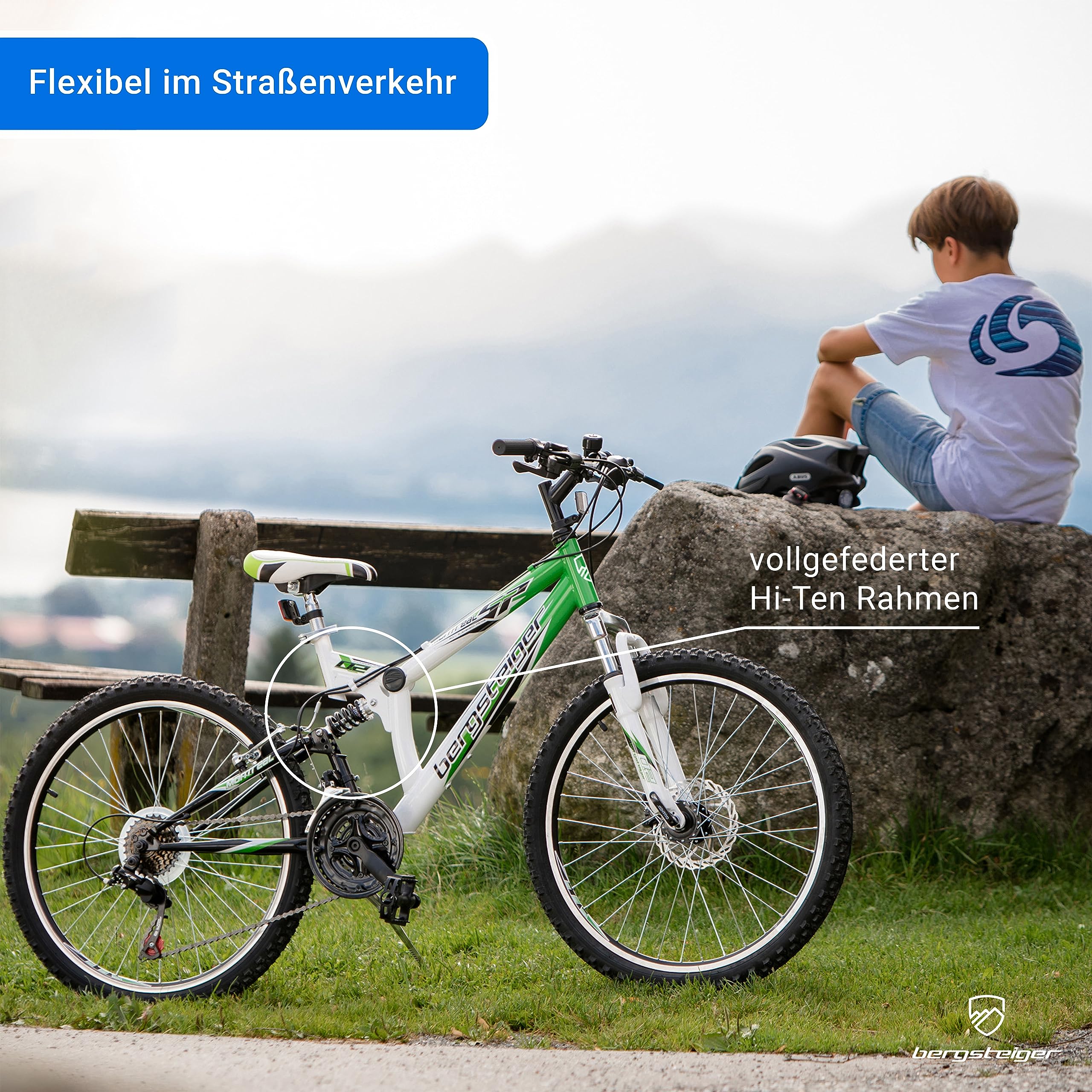 Bergsteiger Montreal 20, 24 Zoll Kinderfahrrad, geeignet für 6,7, 8, 9, 10, 11, 12, 13 Jahre, Shimano 18 Gang-Schaltung, Mountainbike mit Vollfederung, Jungen-Fahrrad, Mädchen-Fahrrad - Image 7