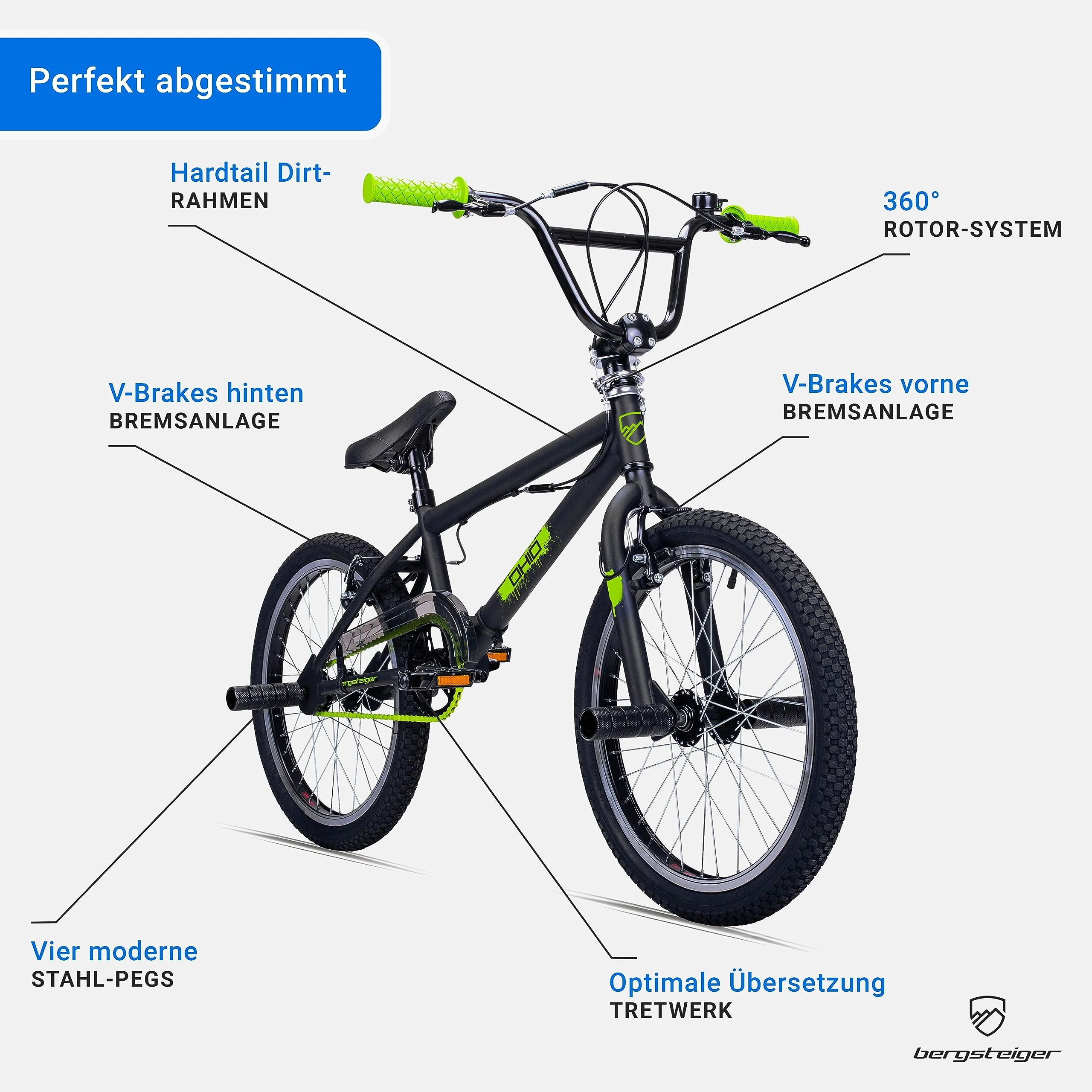 Bergsteiger Ohio 20 Zoll BMX, 360° Rotor-System, Freestyle, 4 Stahl Pegs, Kettenschutz, Freilauf - Image 7