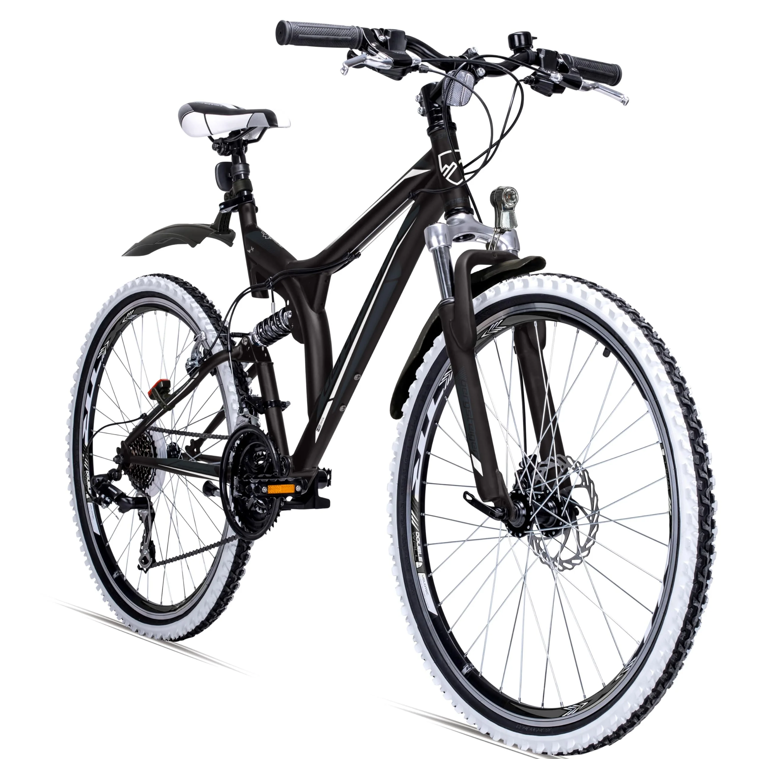 Bergsteiger Phoenix 26 Zoll Mountainbike, geeignet ab 160 cm, Scheibenbremse, Licht, Schutzblech, 21 Gang-Schaltung, Vollfederung