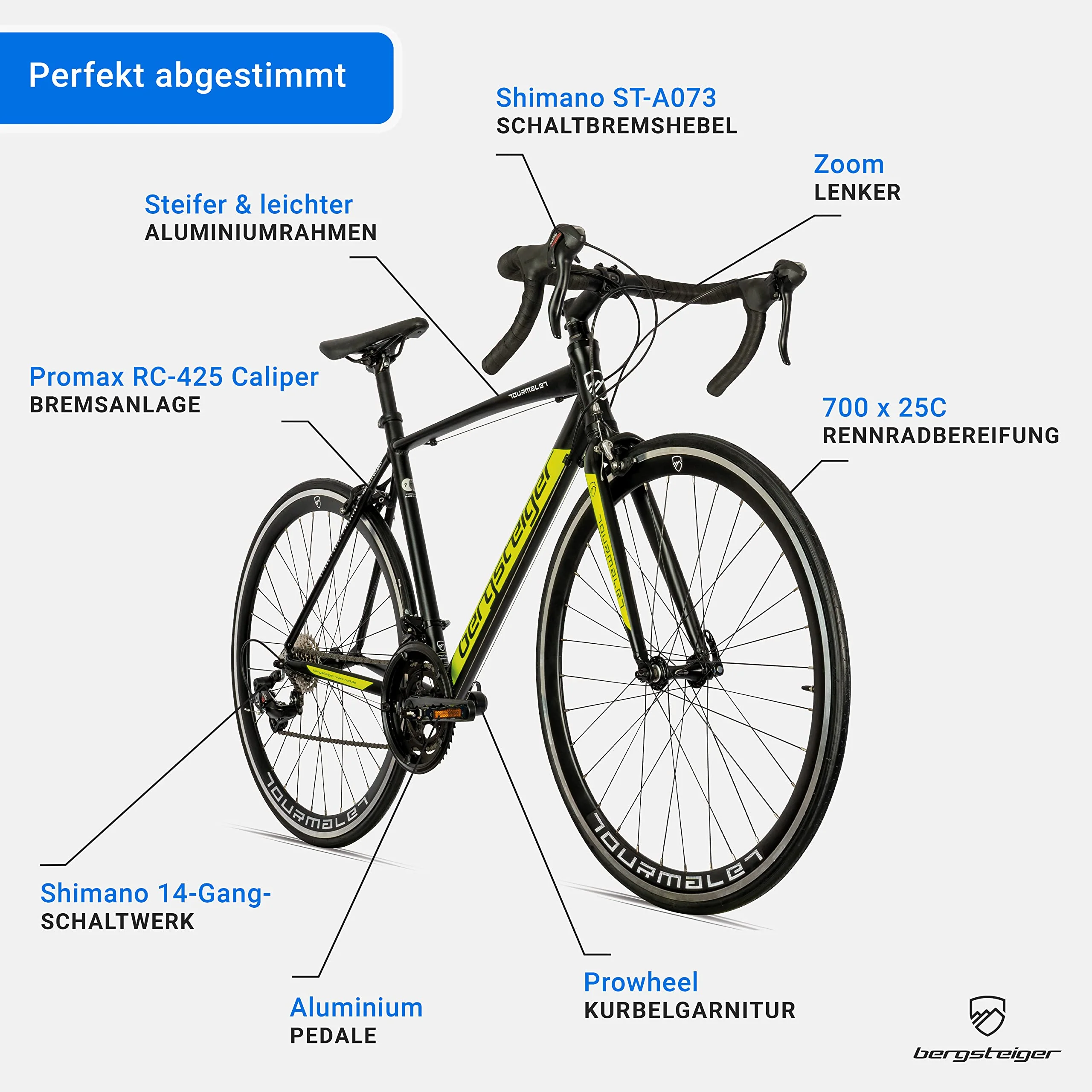Bergsteiger Tourmalet 28 Zoll Rennrad, Aluminium Gravelbike mit Shimano 14 Gang-Schaltung, Gewicht nur 11 kg, Gravel Bike geeignet für Herren & Damen ab 170 cm - Image 6