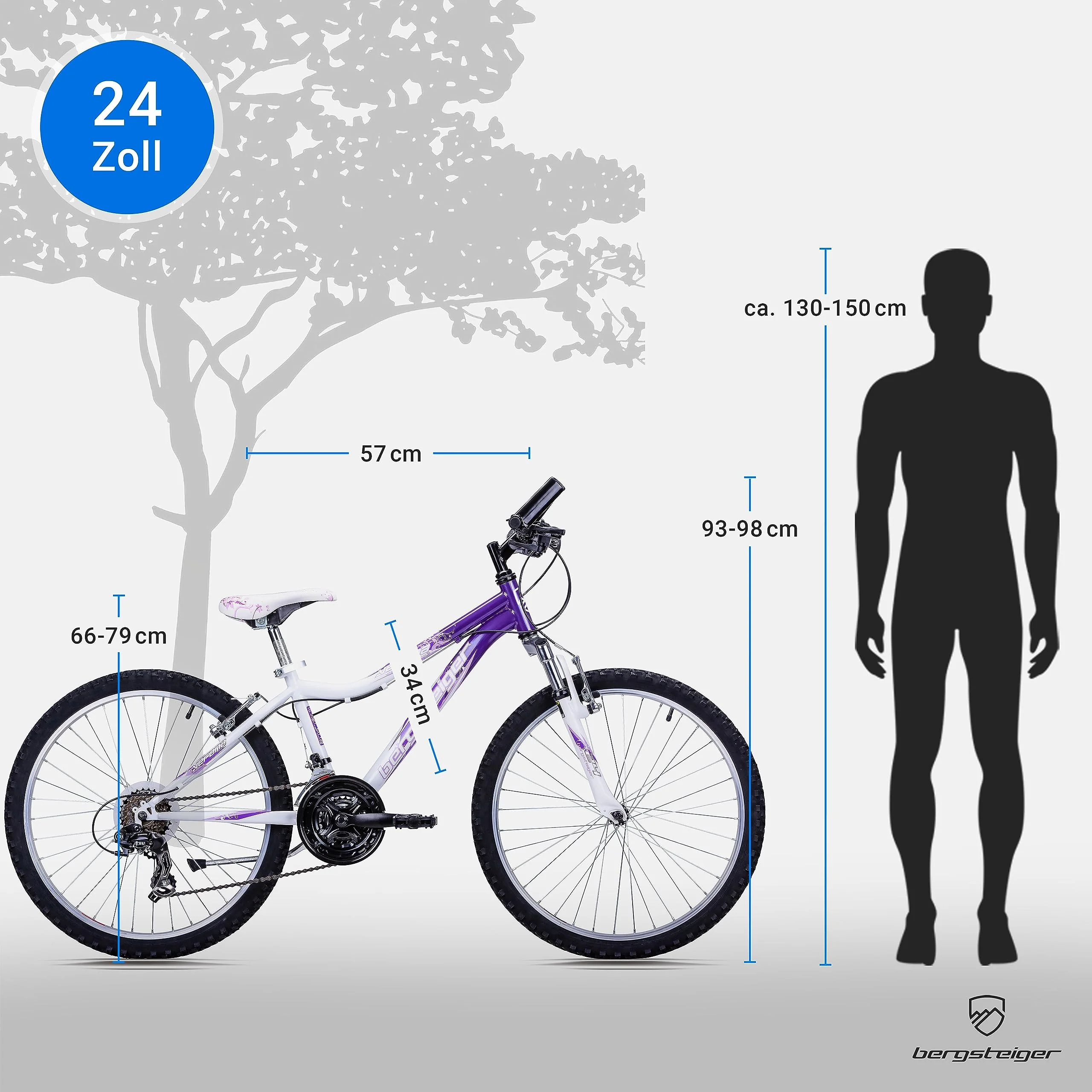 Bergsteiger Verona 24 Zoll Kinderfahrrad, geeignet für 8, 9, 10, 11 Jahre, 18 Gang-Schaltung, Mountainbike mit Gabel-Federung, Mädchen-Fahrrad - Image 3