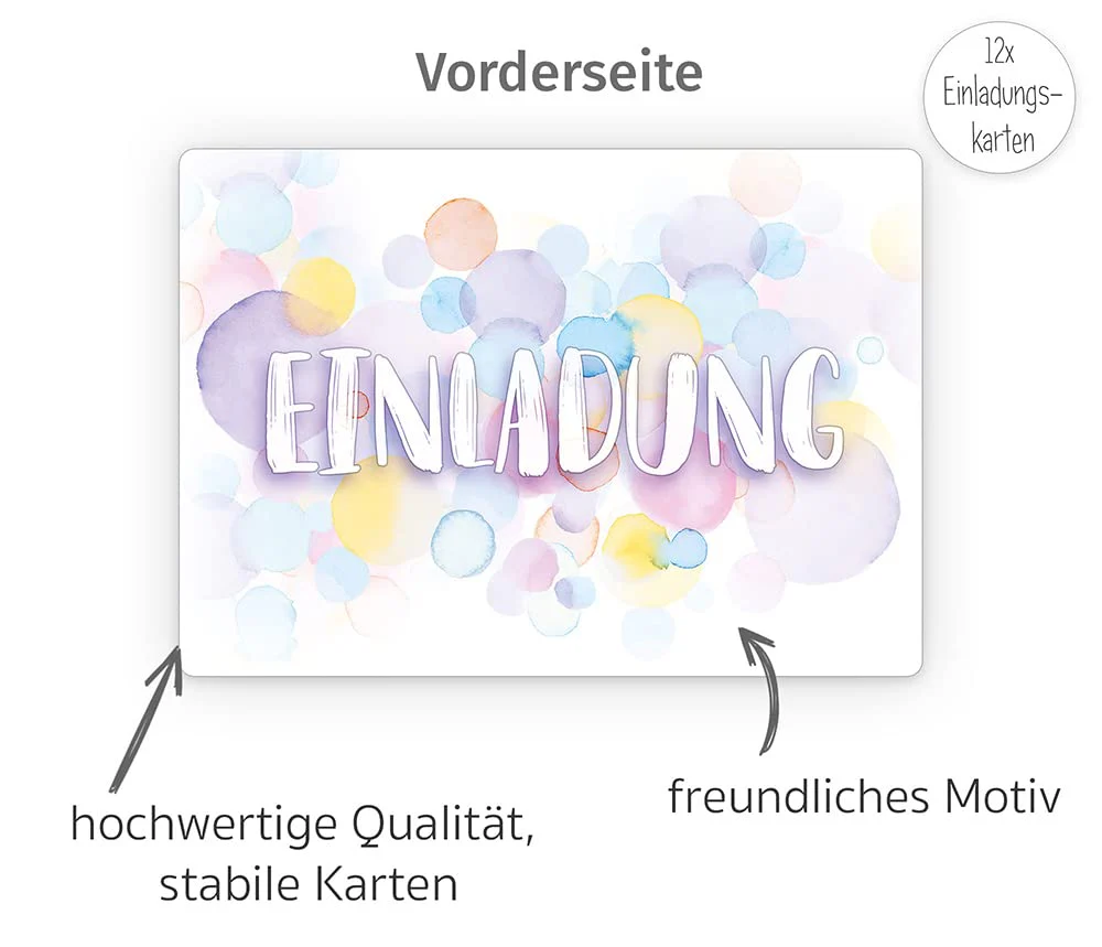 beriluDesign 12 Einladungskarten zum Kindergeburtstag - Geburtstagseinladung Aquarell - Image 5