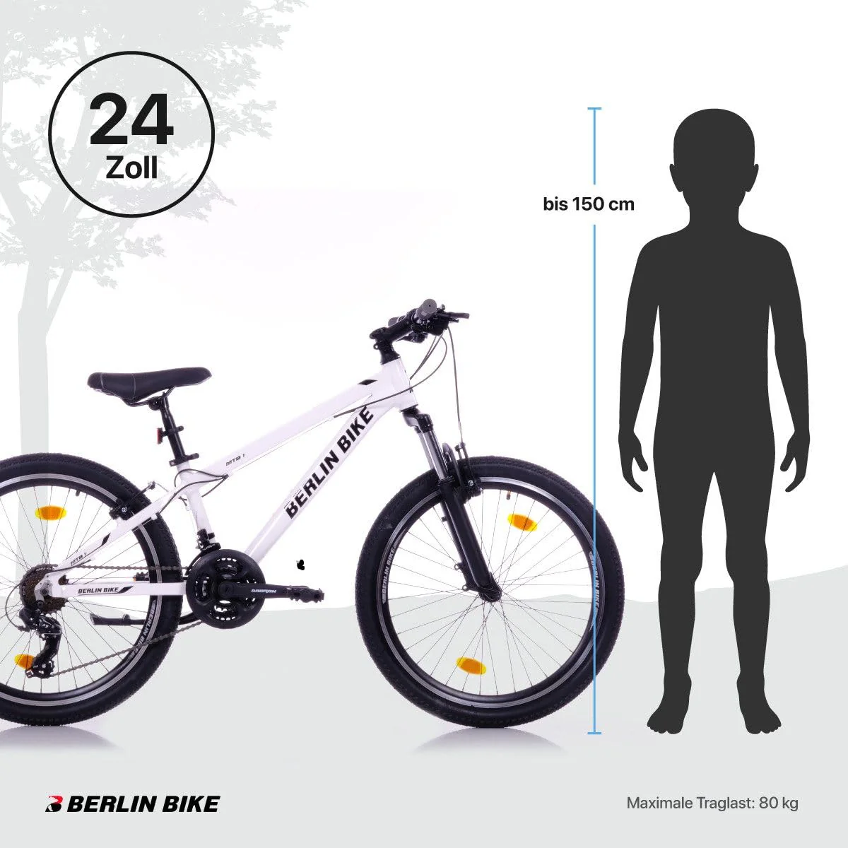 BERLIN BIKE Mountainbike MTB1 24 Zoll Kinderfahrrad - blau (weiß) - Image 2